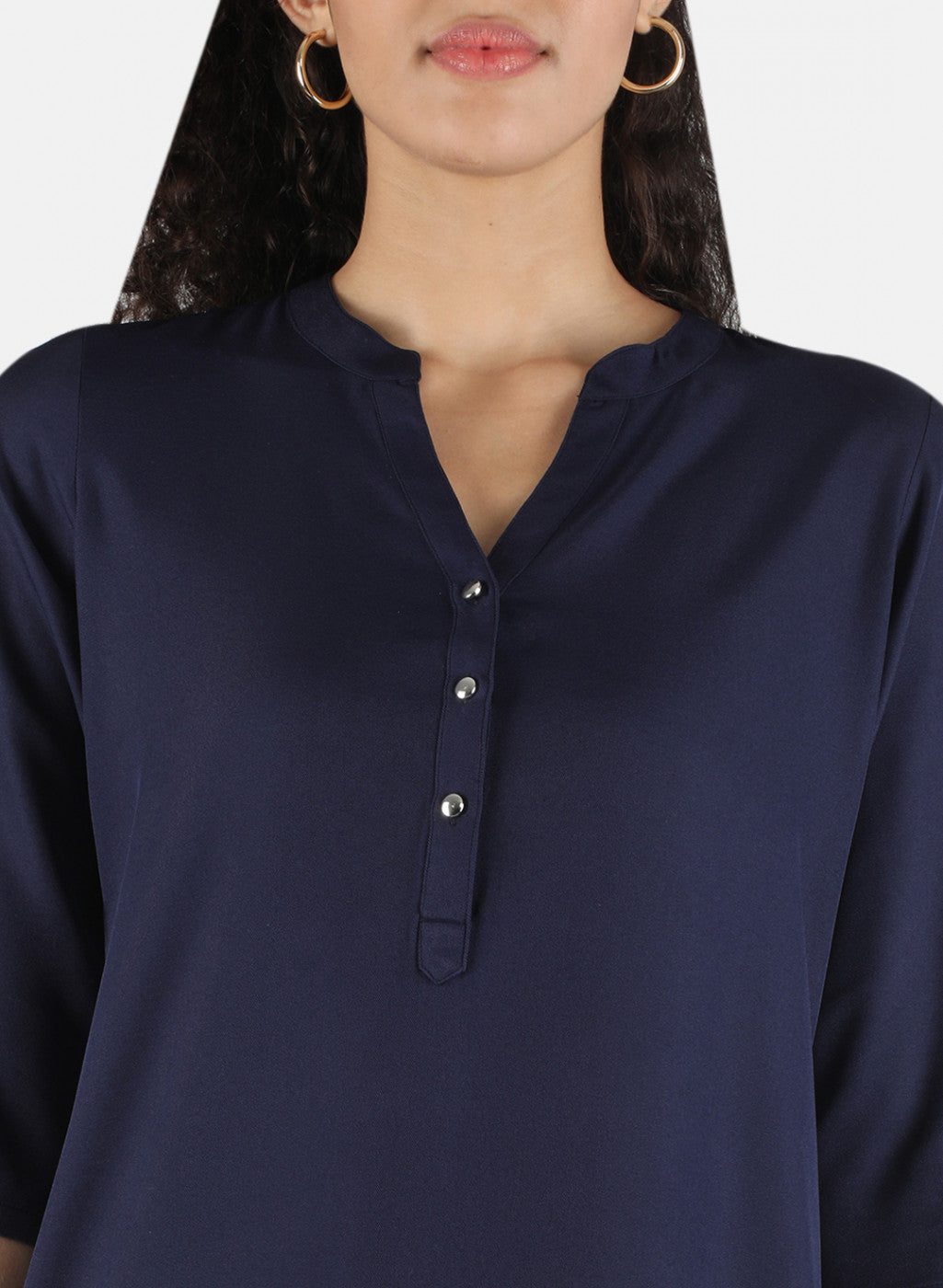 Women Navy Blue Plain Top