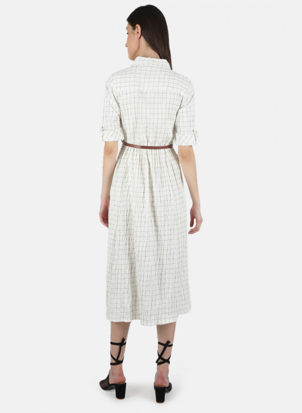 Women Off White Check Dress