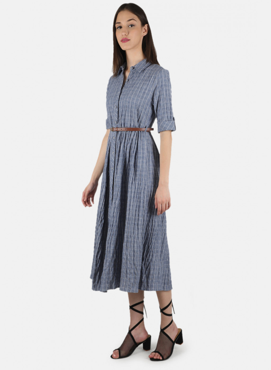 Women Blue Check Dress