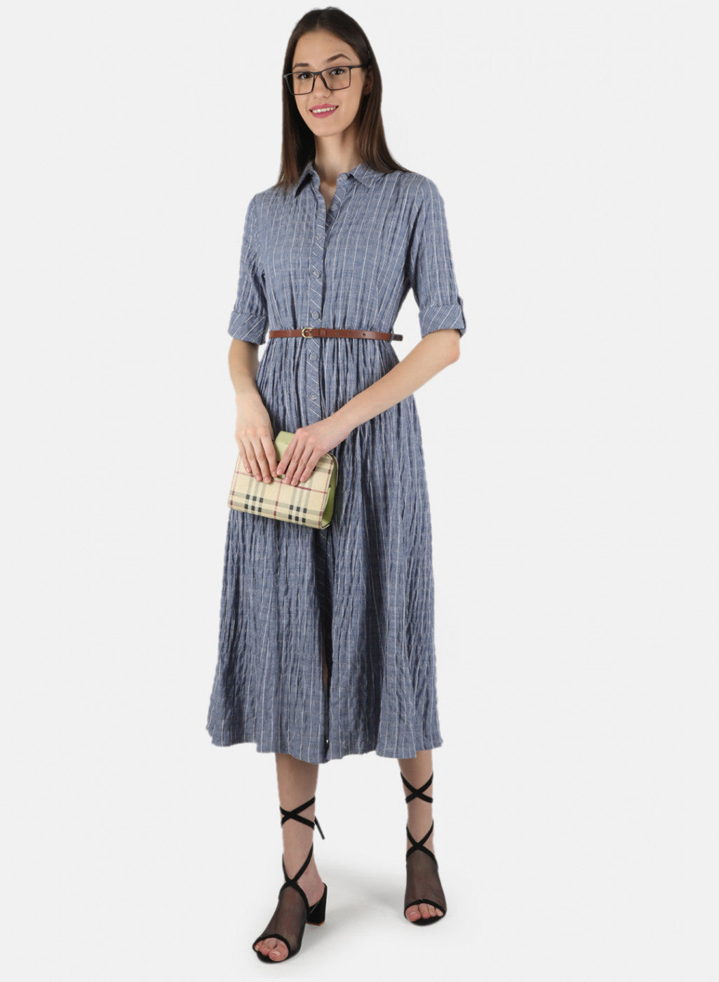 Women Blue Check Dress