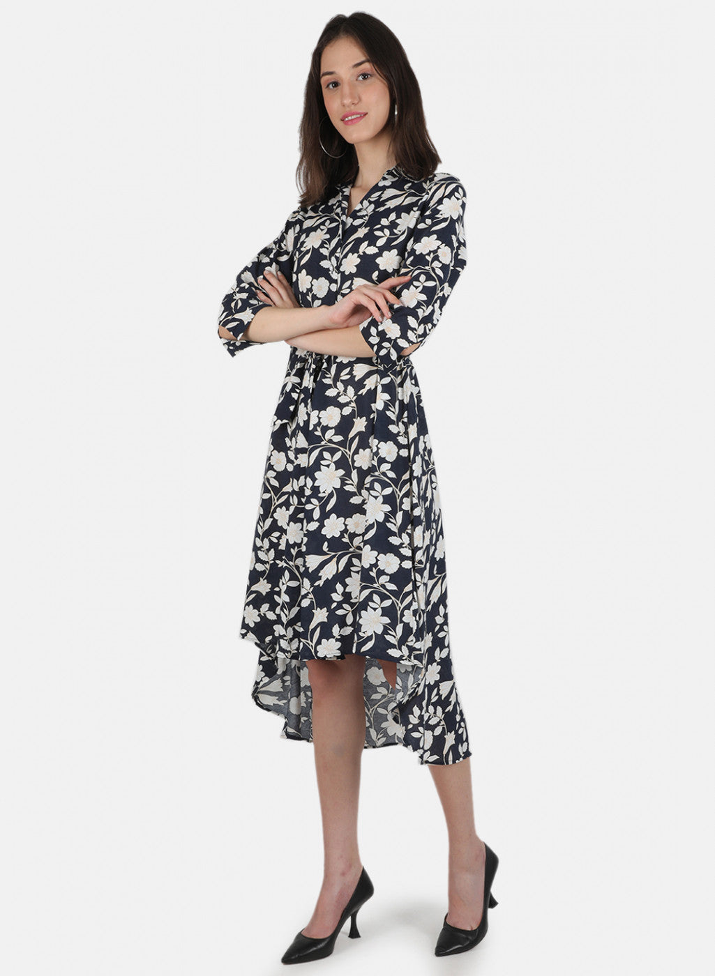 Women Navy Blue Printed Dress