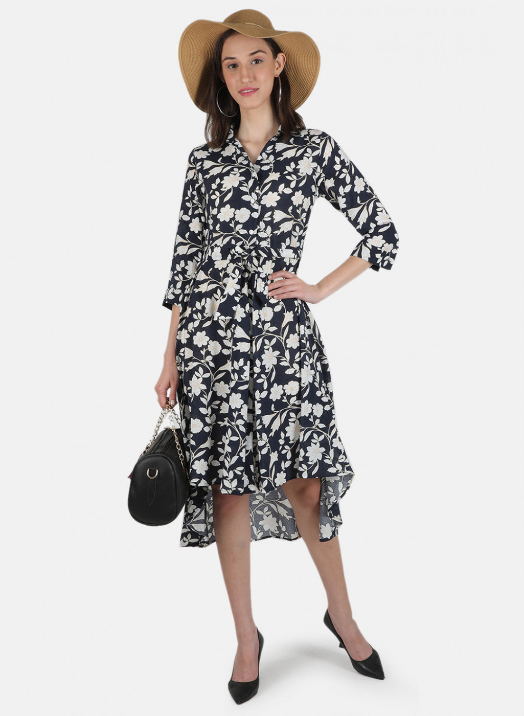 Women Navy Blue Printed Dress