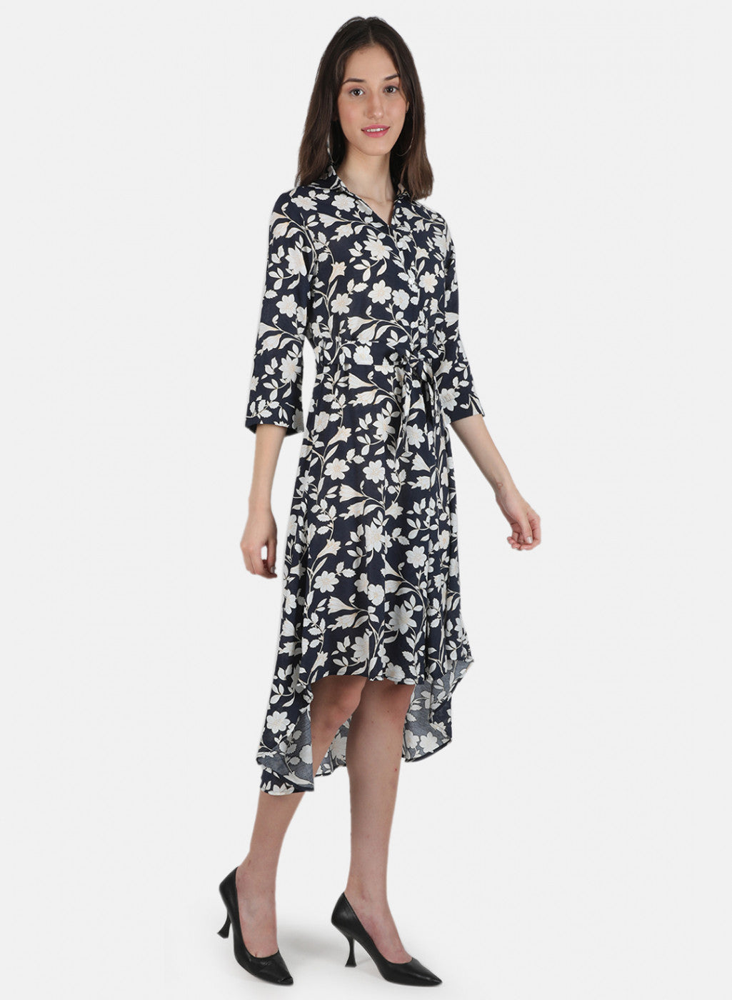 Women Navy Blue Printed Dress