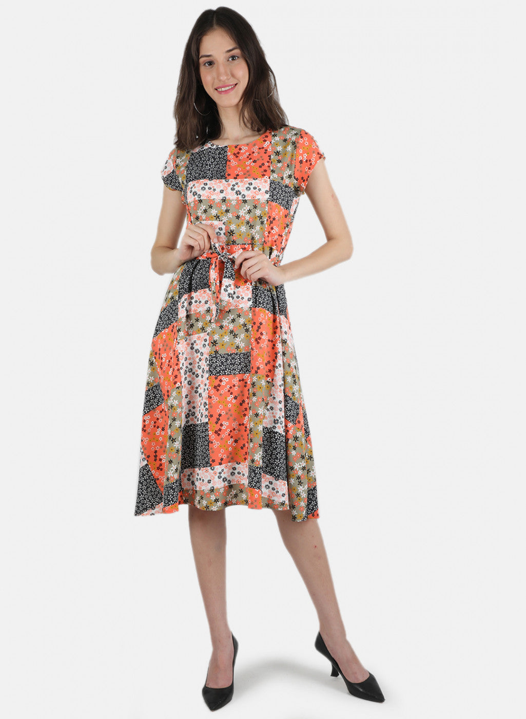 Women Orange Printed Dress