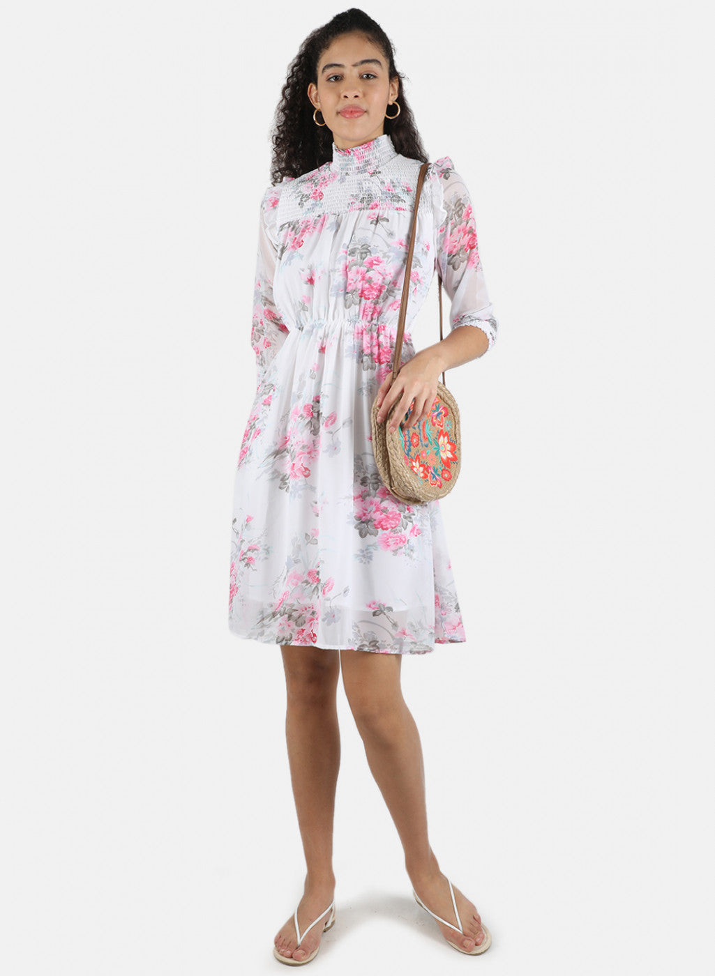 Women White Printed Dress