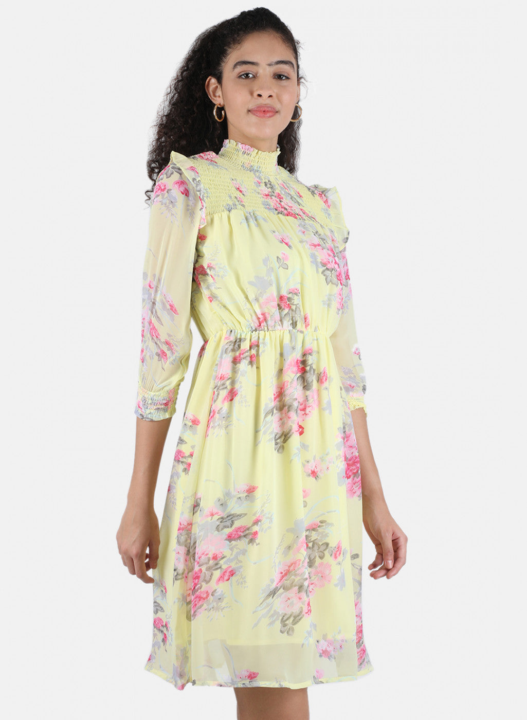 Women Yellow Printed Dress