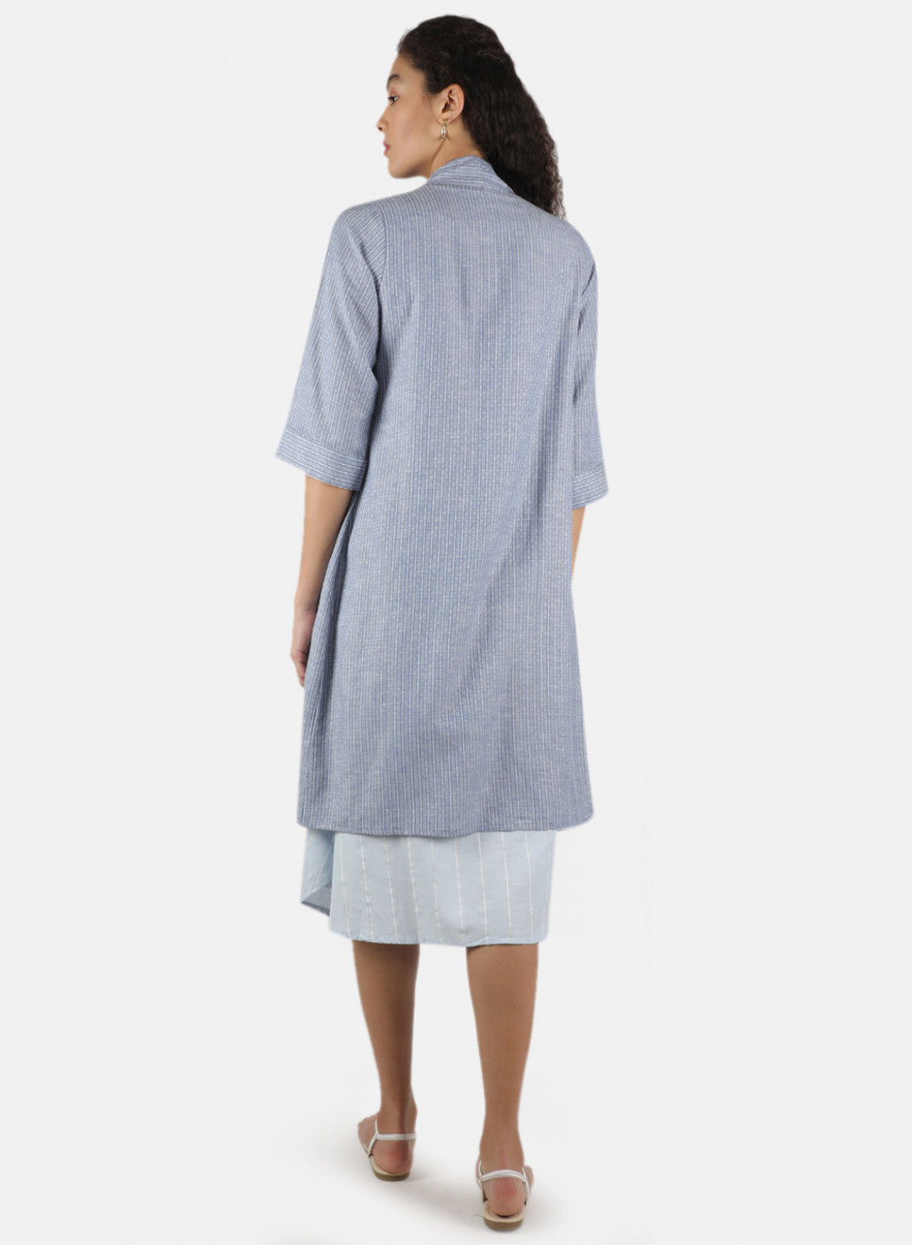 Women Sky Blue Plain Shrug Set