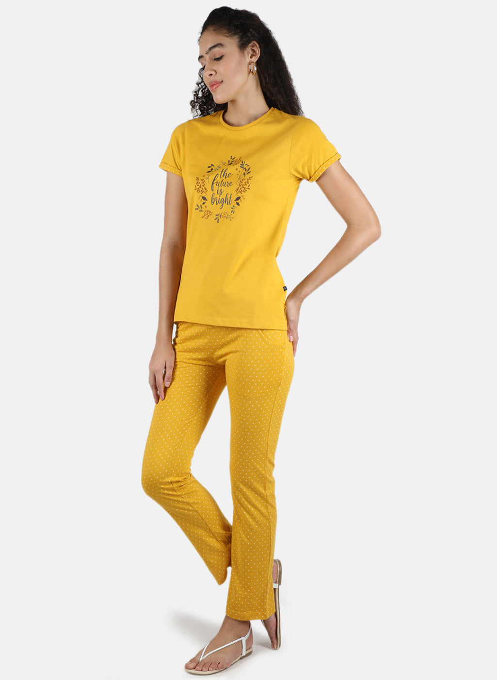 Women Mustard Printed Lower Set