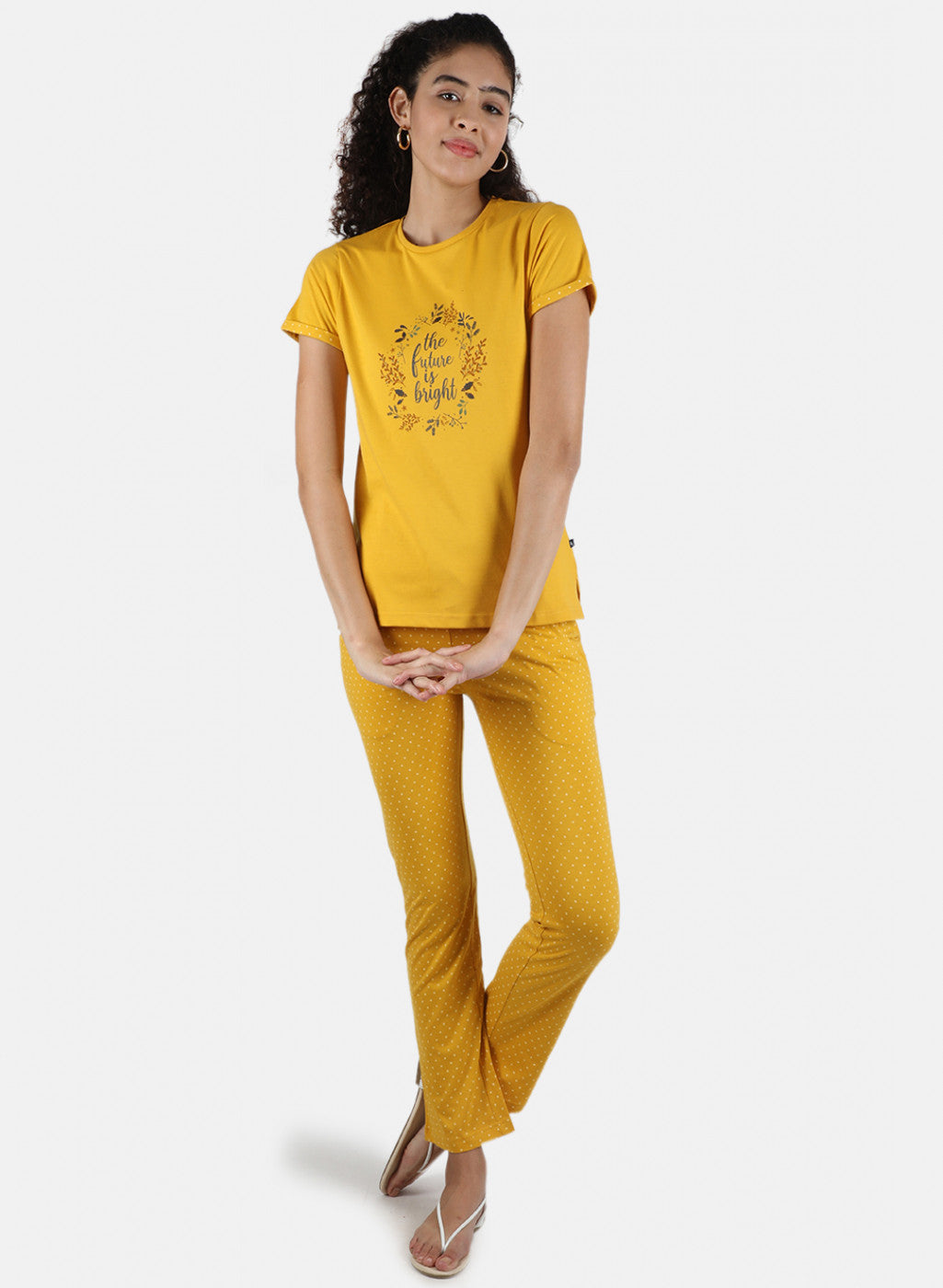 Women Mustard Printed Lower Set