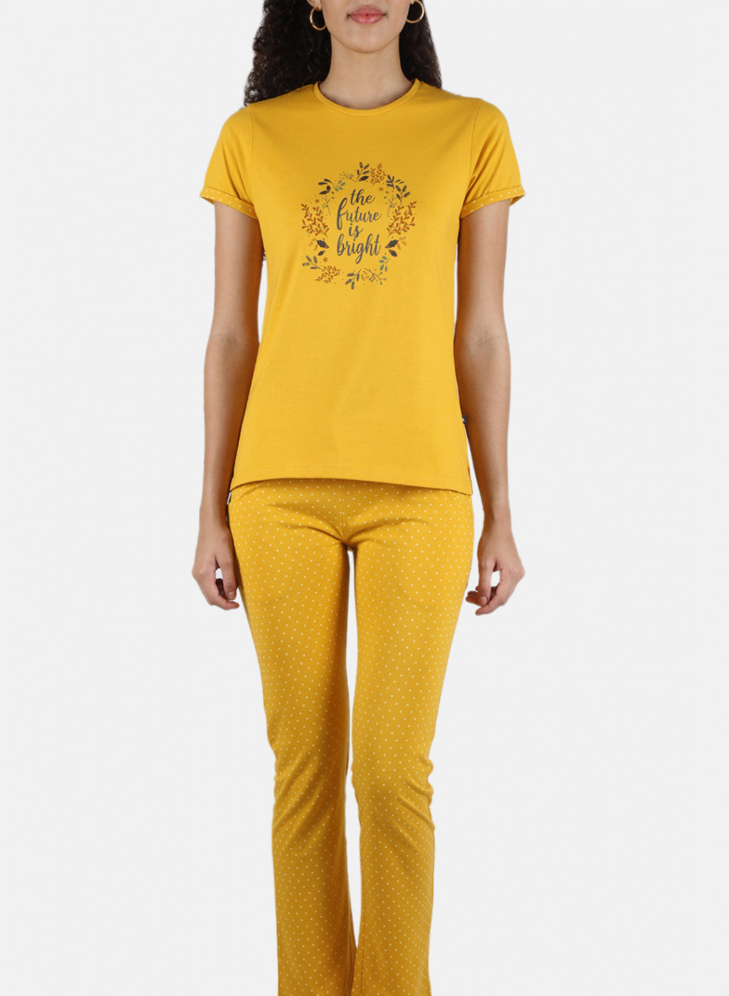 Women Mustard Printed Lower Set