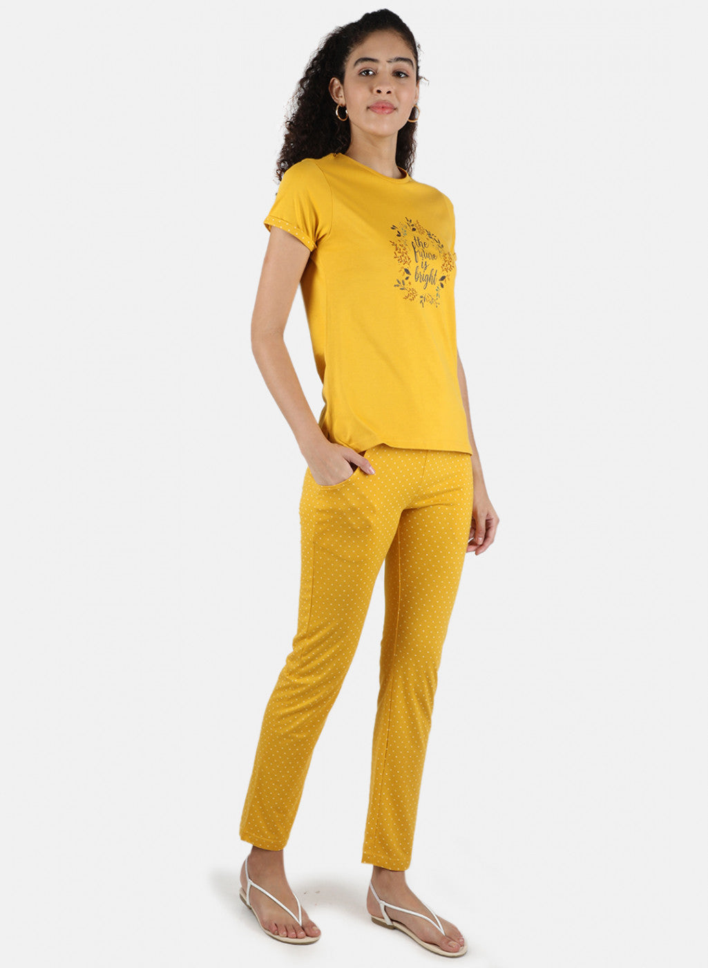 Women Mustard Printed Lower Set