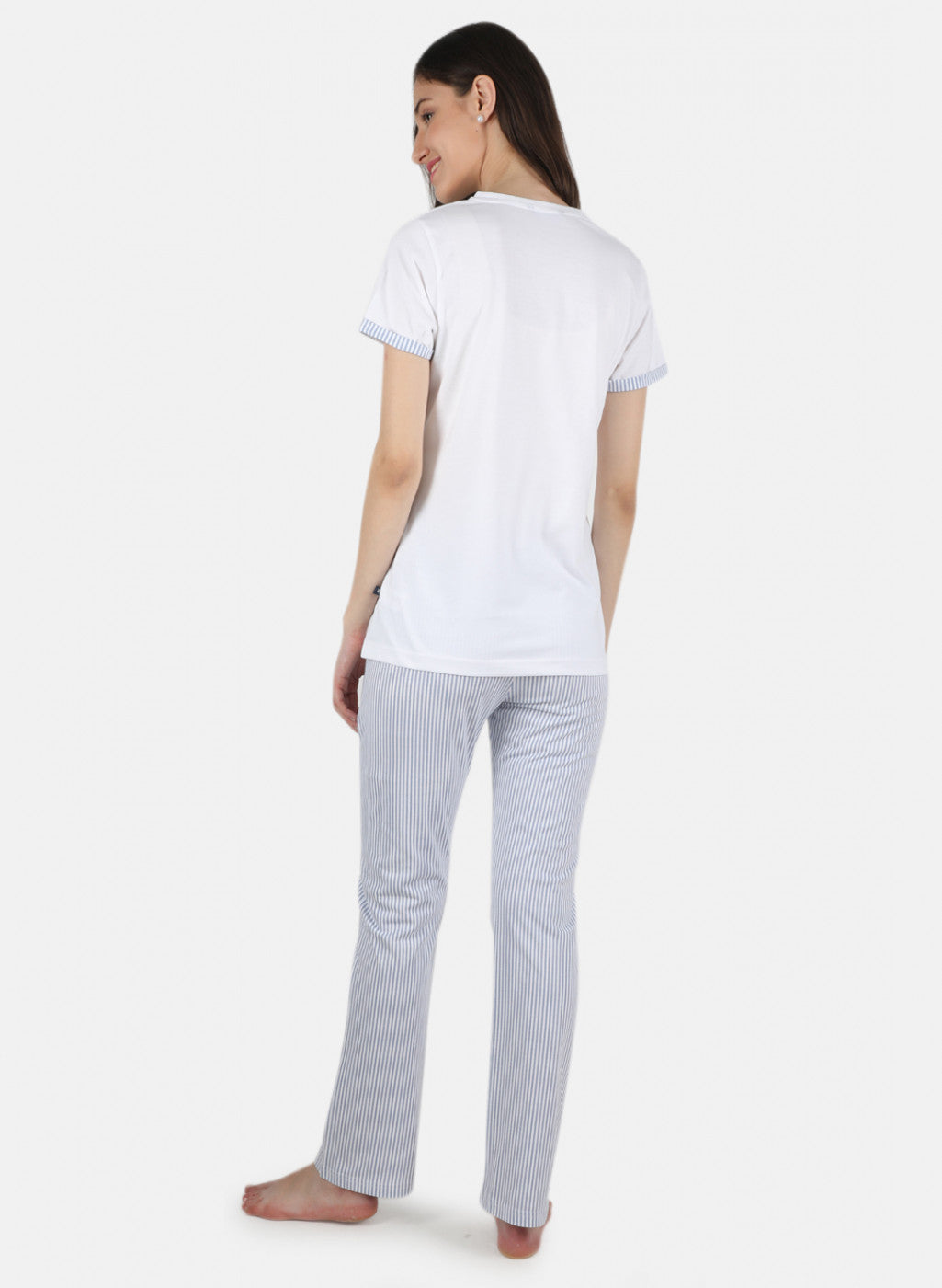 Women White Printed Lower Set