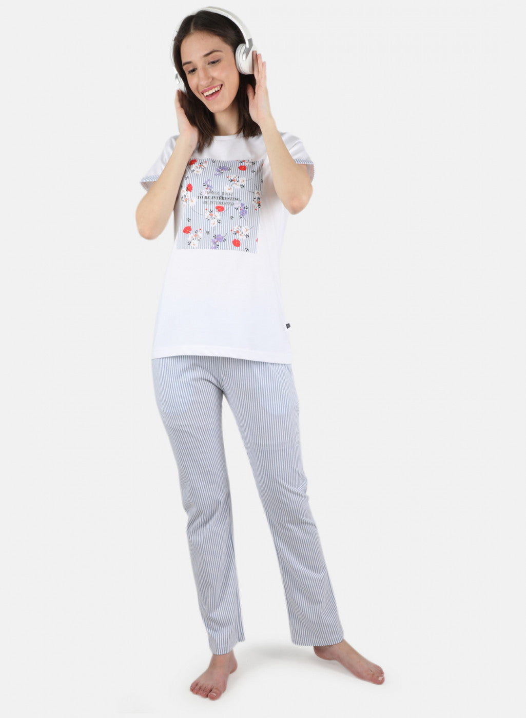 Women White Printed Lower Set