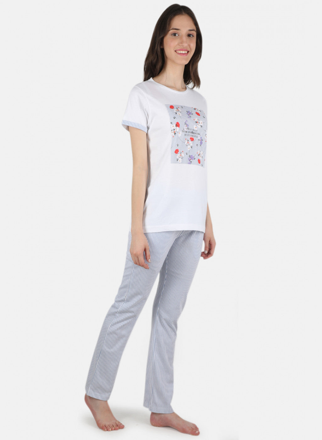 Women White Printed Lower Set