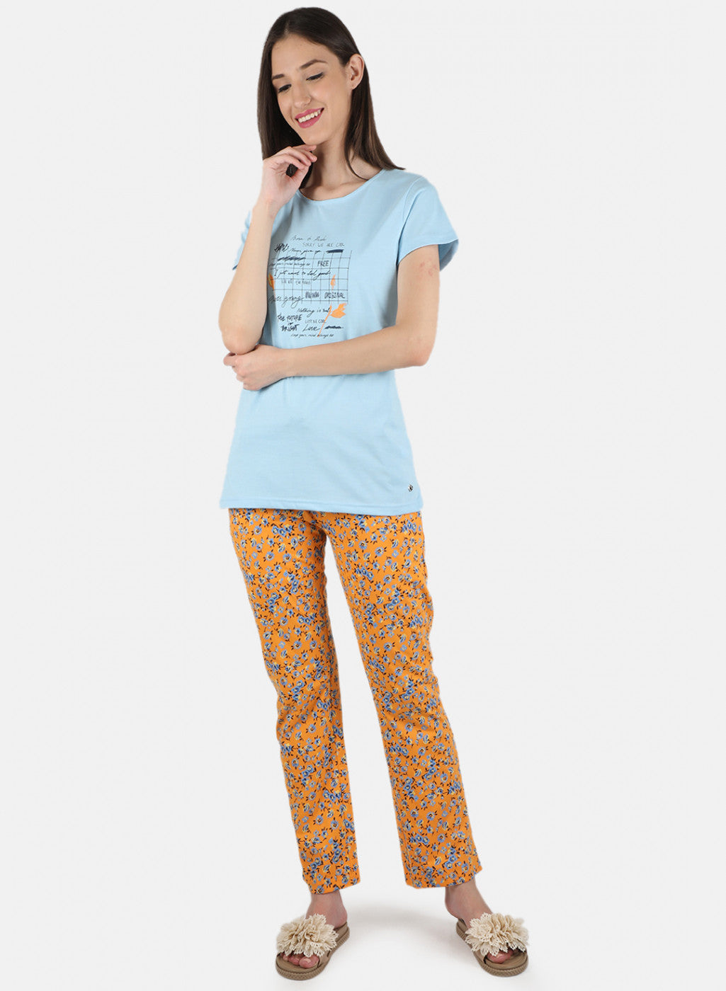 Women Blue Printed Lower Set