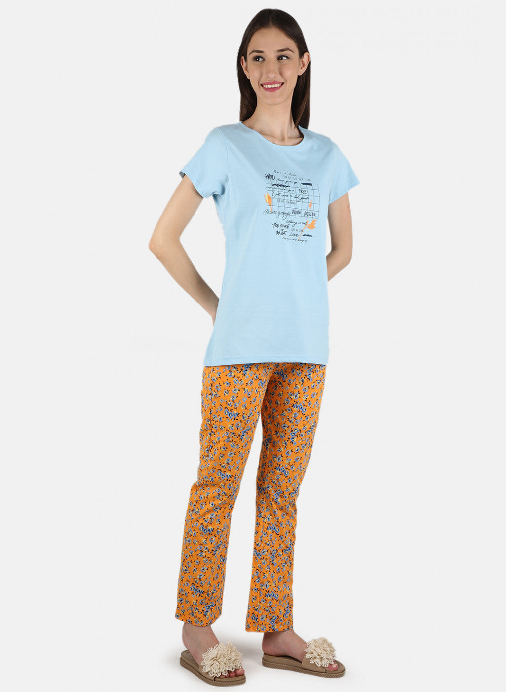 Women Blue Printed Lower Set