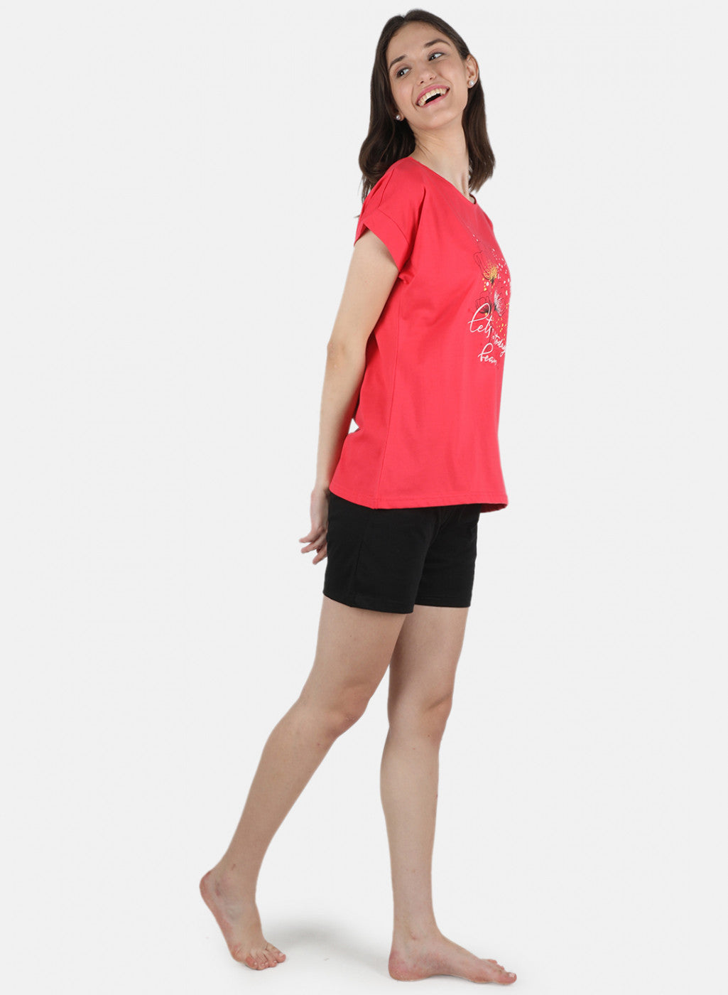 Women Pink Printed Short Set