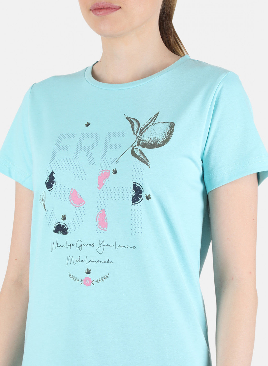 Women Aqua Blue & Pink Printed Short Set