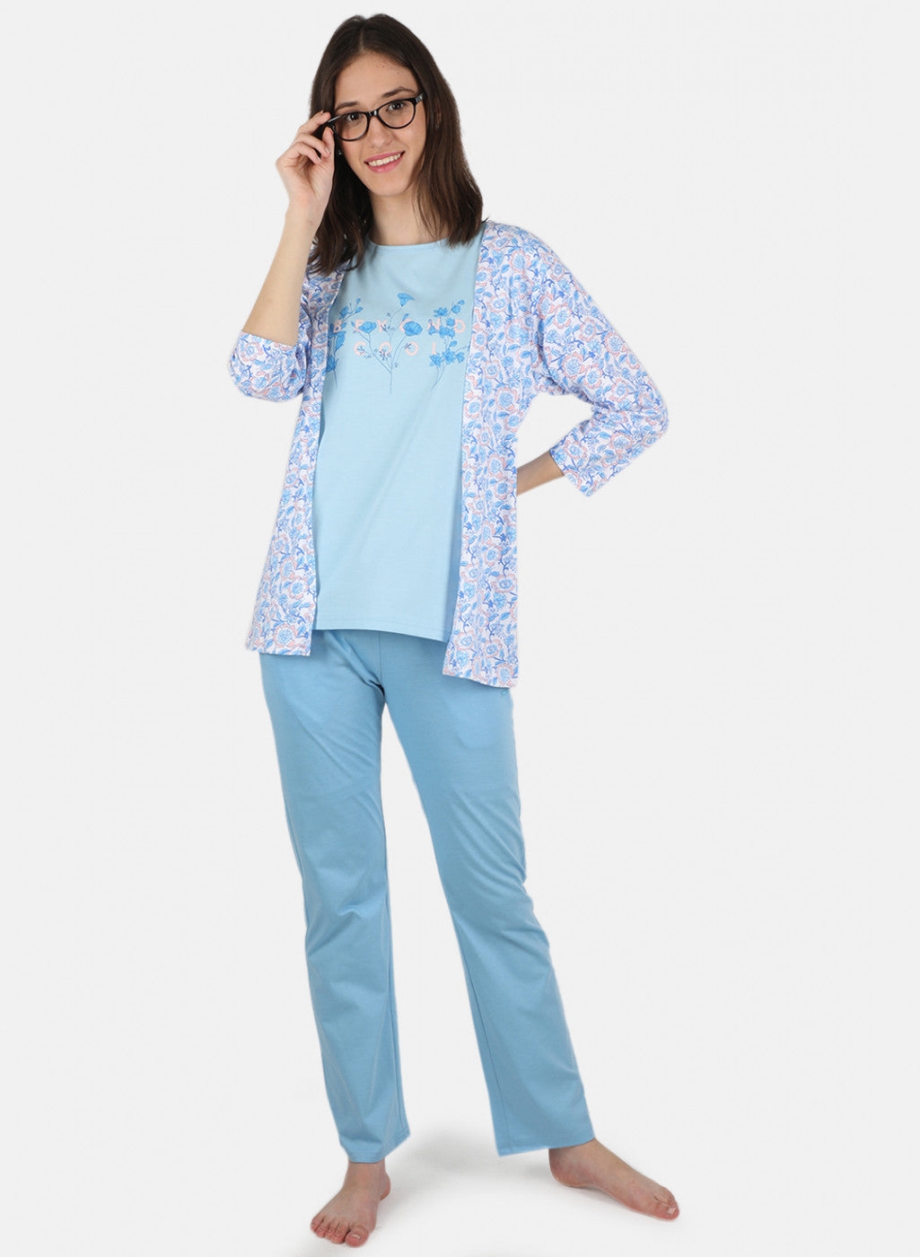 Women Blue Printed Combo 3Pc Set