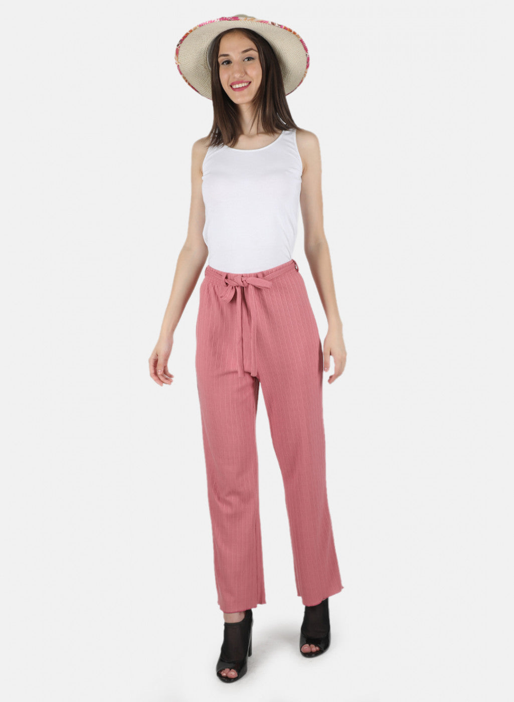 Women Pink Self Design Plazzo