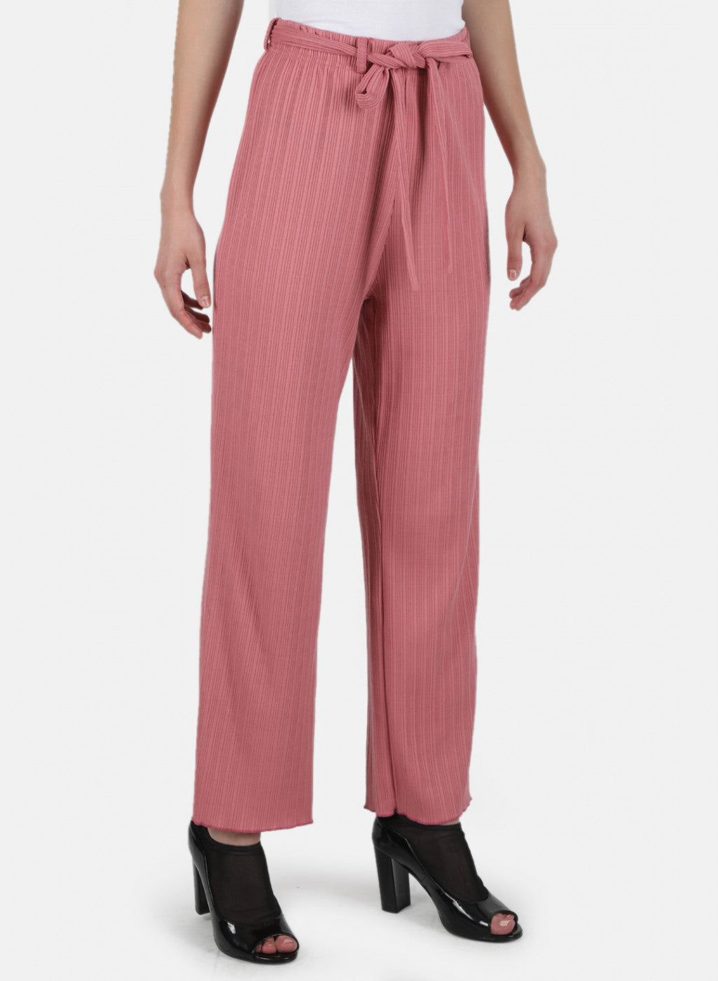 Women Pink Self Design Plazzo