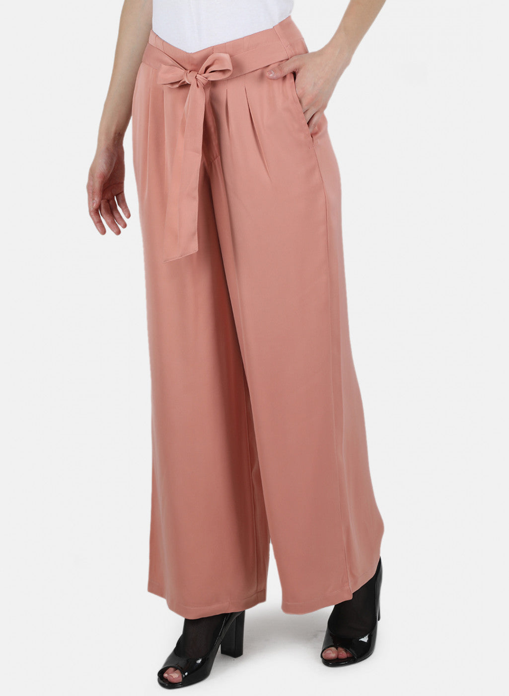 Women Peach Solid Culotte