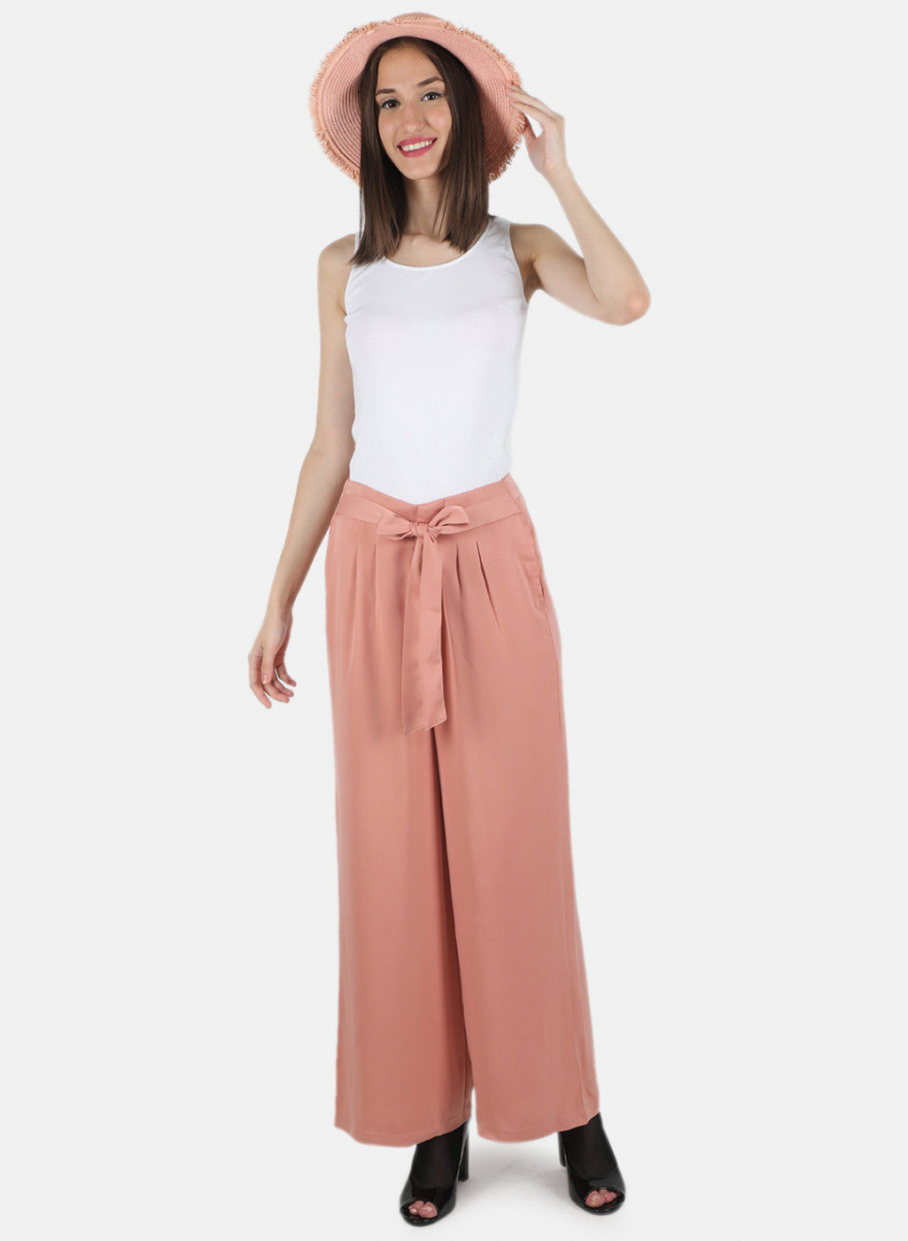 Women Peach Solid Culotte