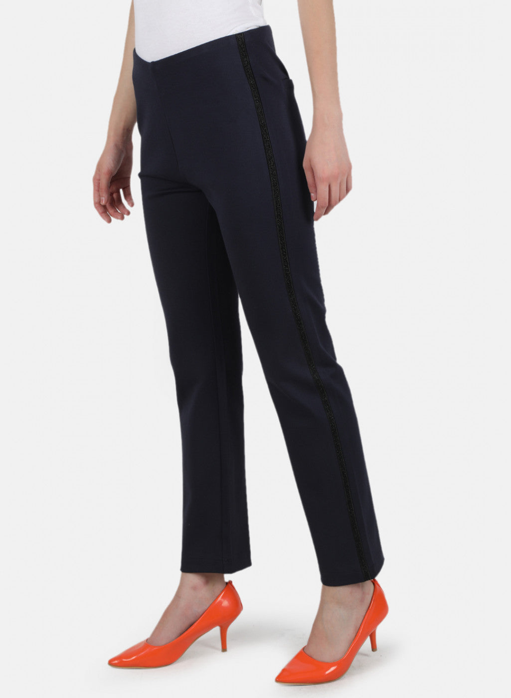 Women Navy Blue Plain Jegging