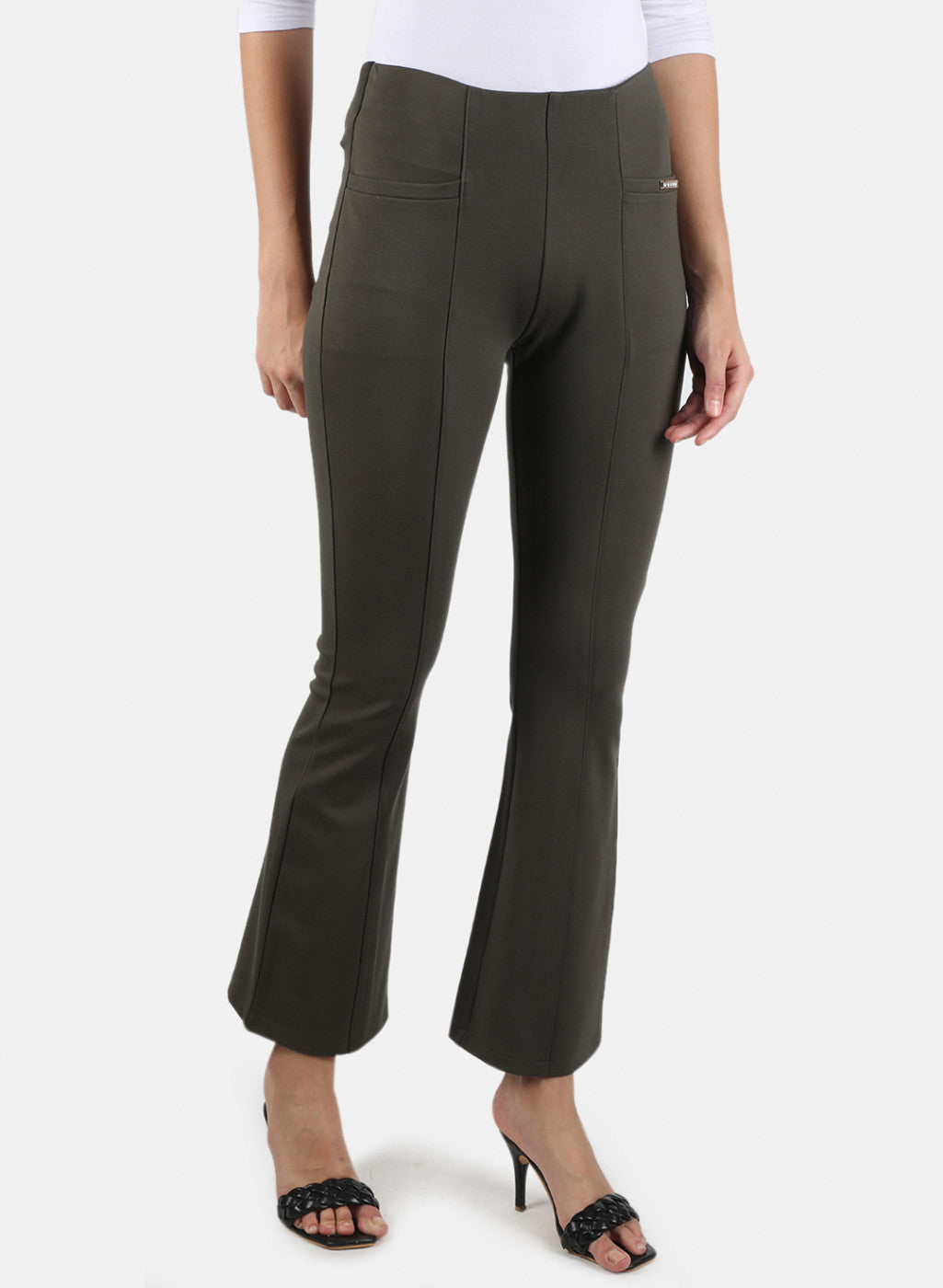 Women Olive Plain Jegging