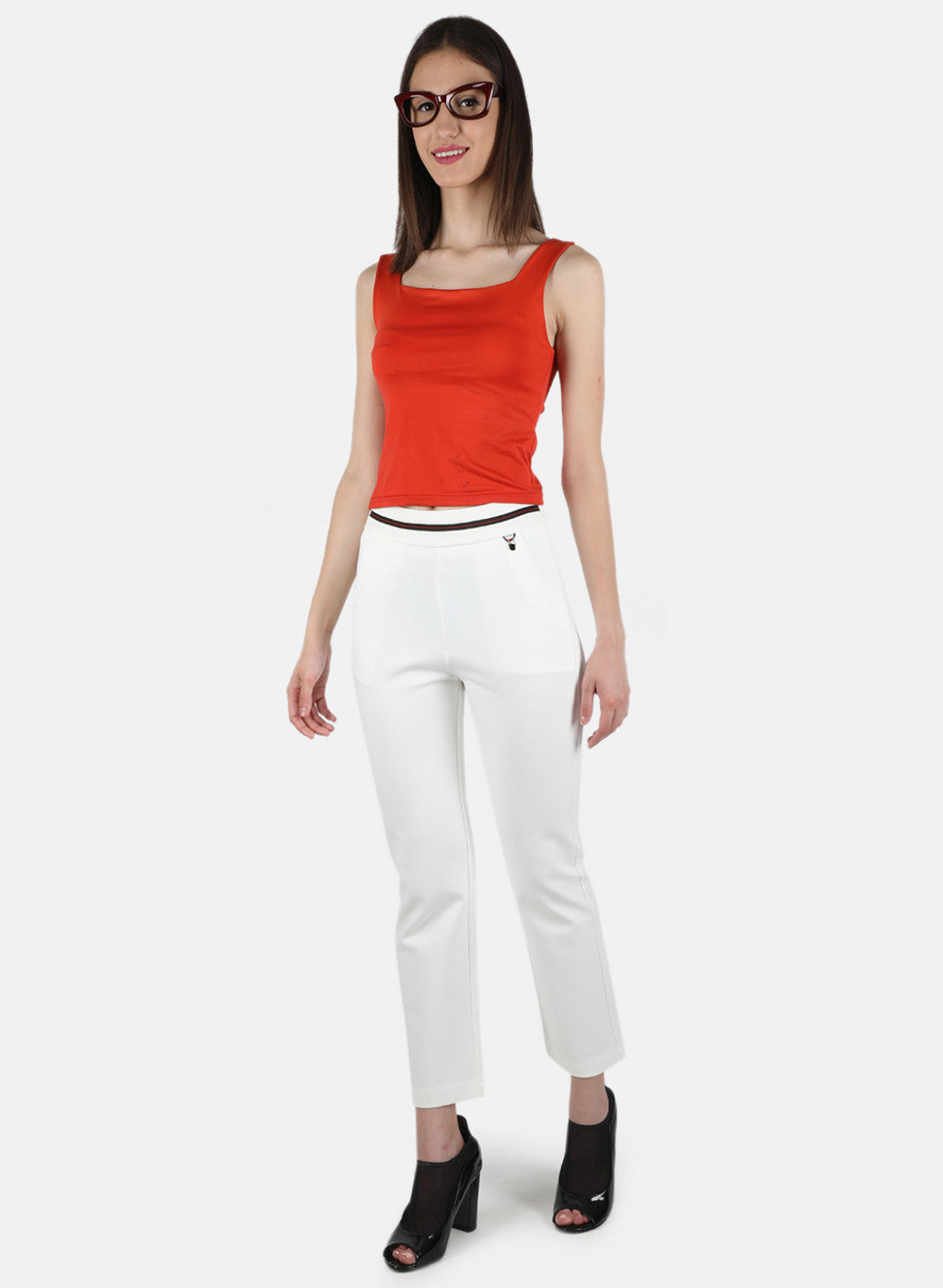 Women Off White Plain Jegging