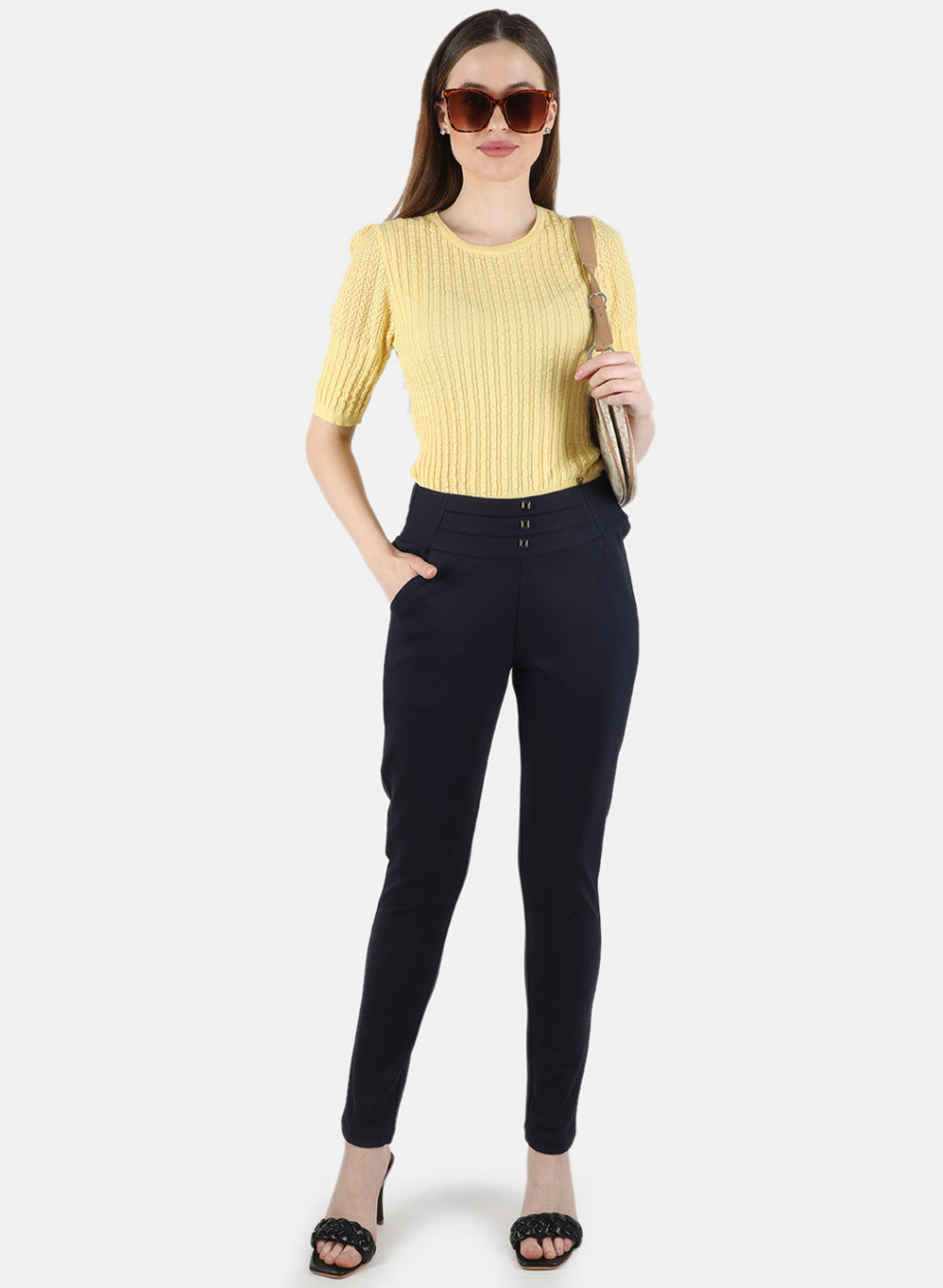Women Navy Blue Plain Jegging