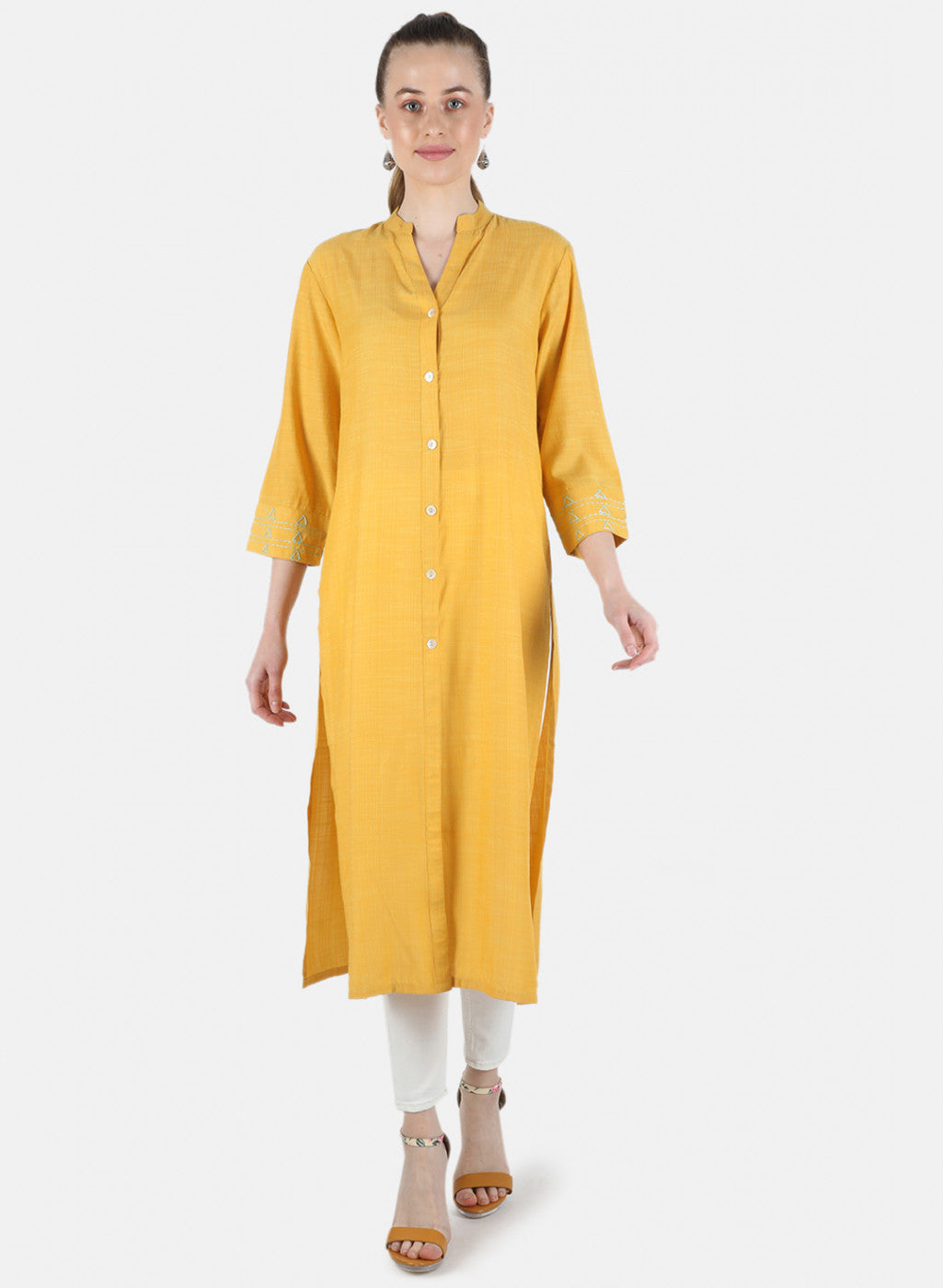 Women Yellow Plain Tunic