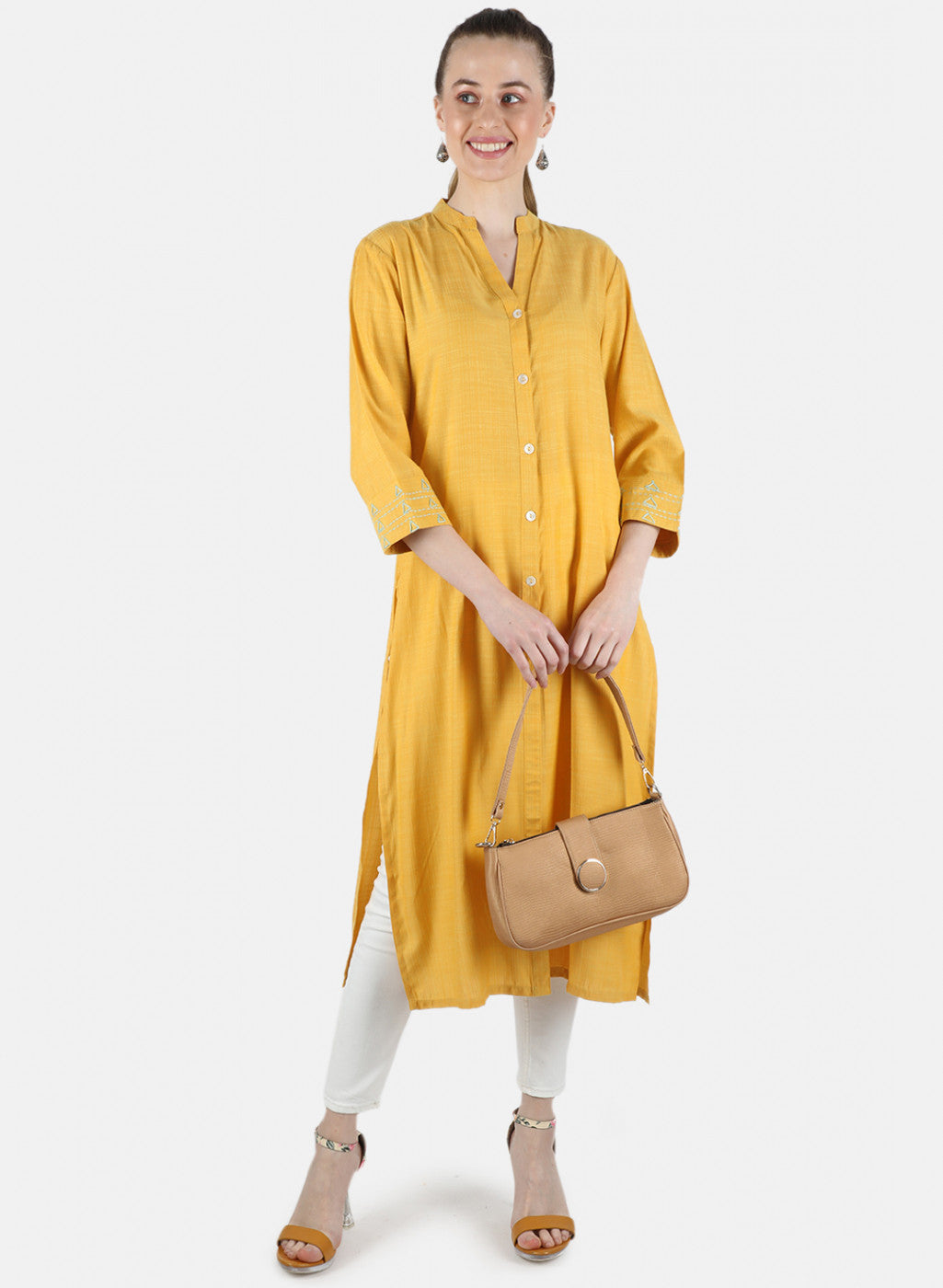 Women Yellow Plain Tunic