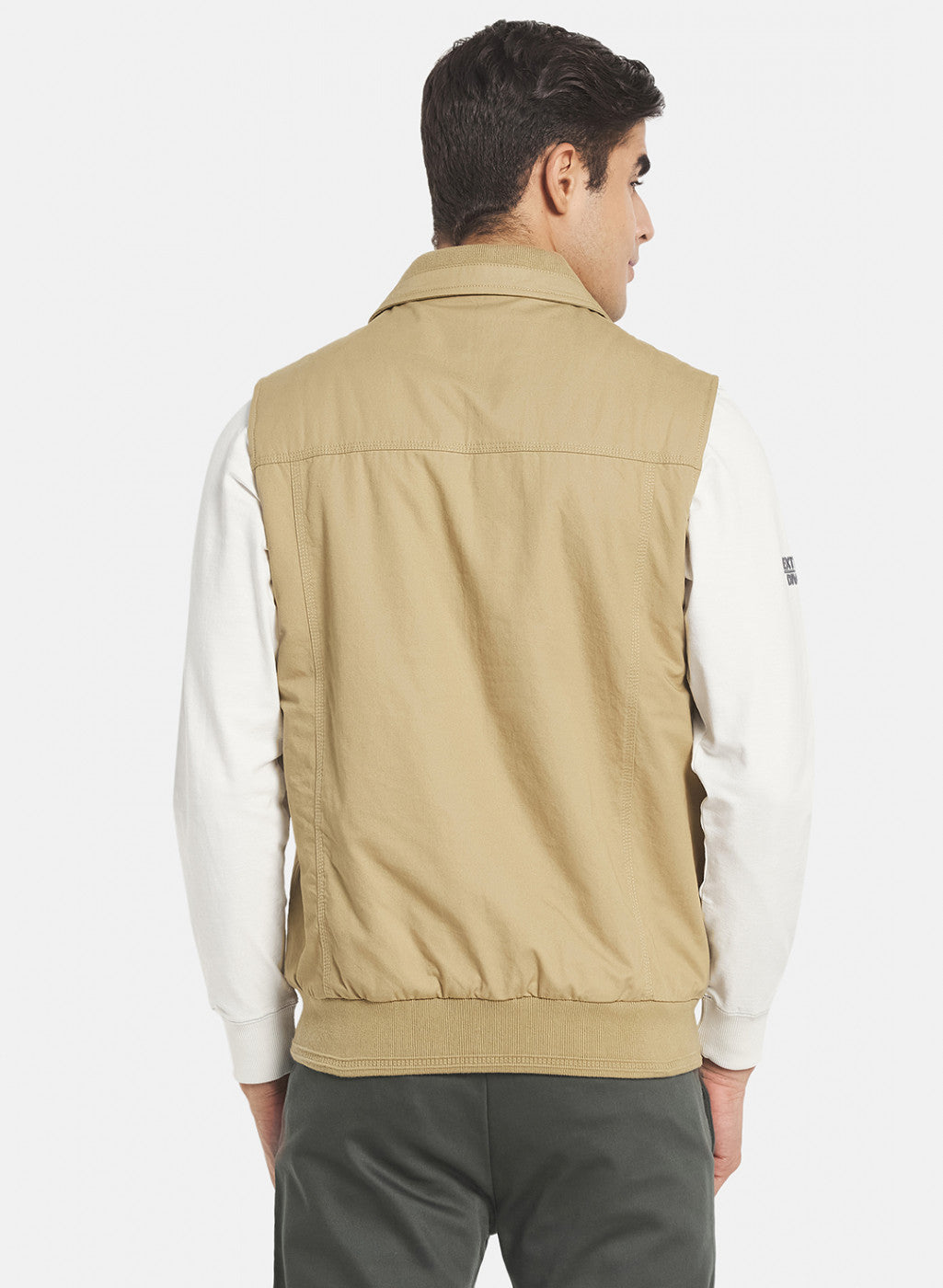 Men Khaki Solid Jacket