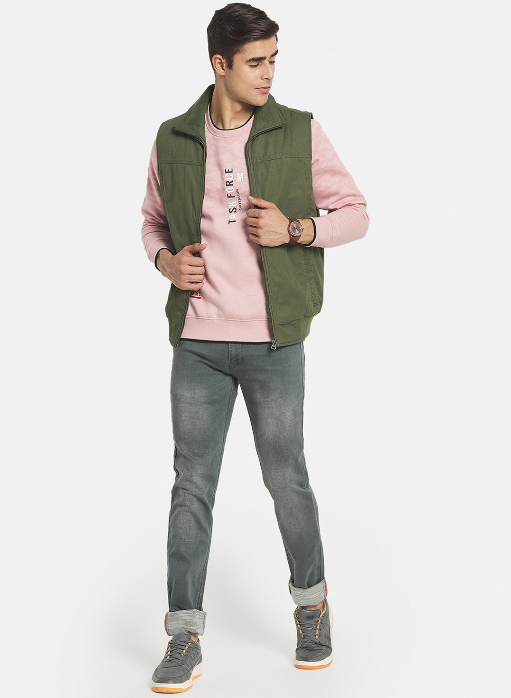 Men Olive Solid Jacket