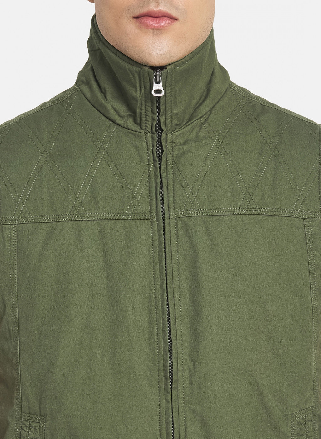 Men Olive Solid Jacket