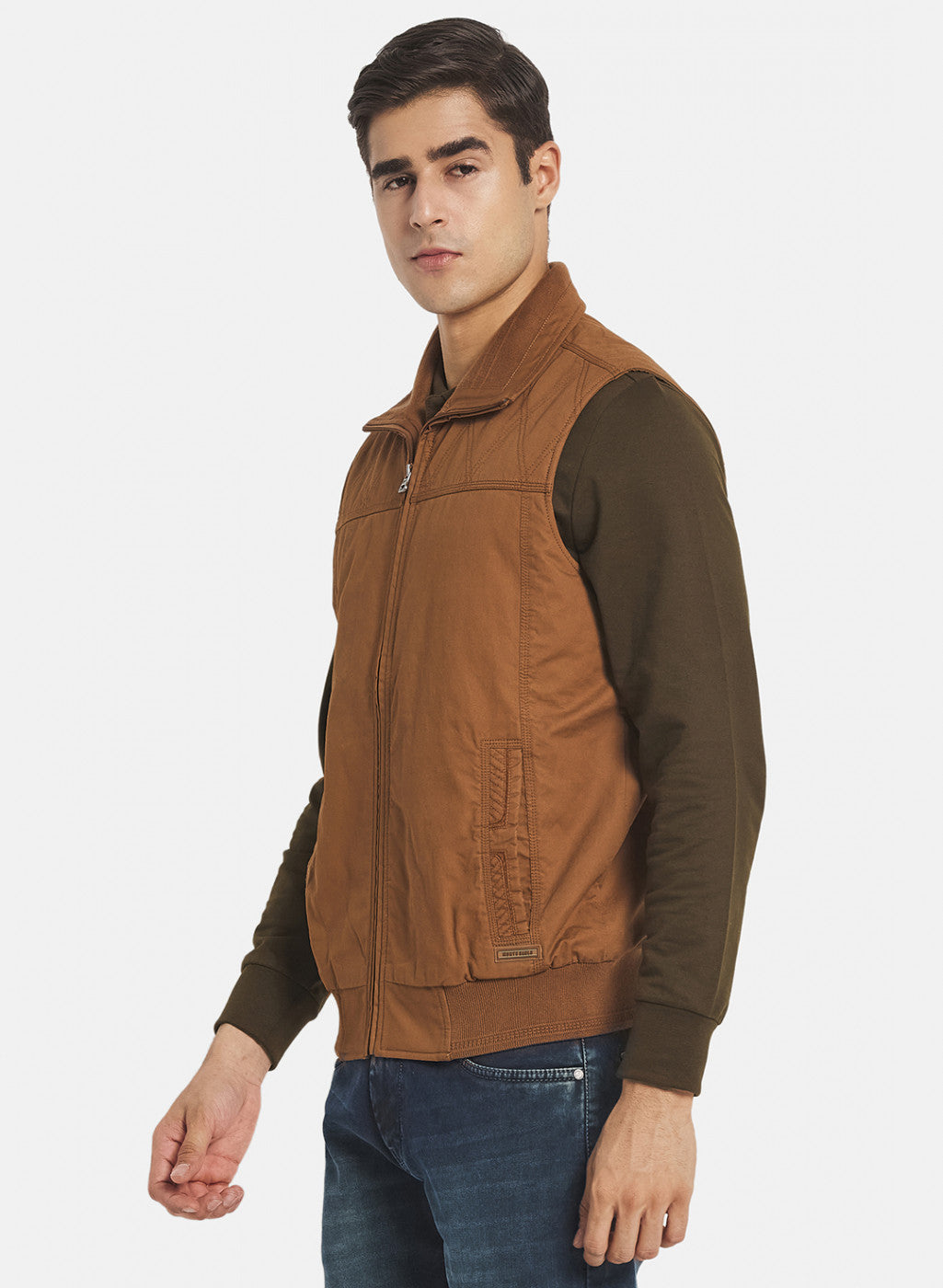 Men Brown Solid Jacket