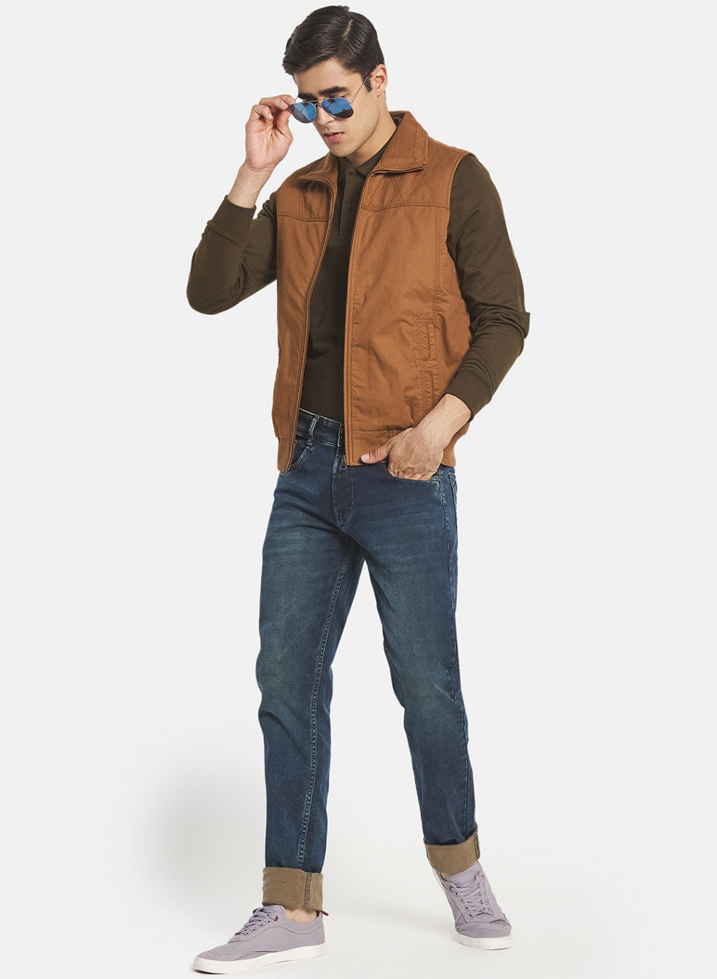Men Brown Solid Jacket