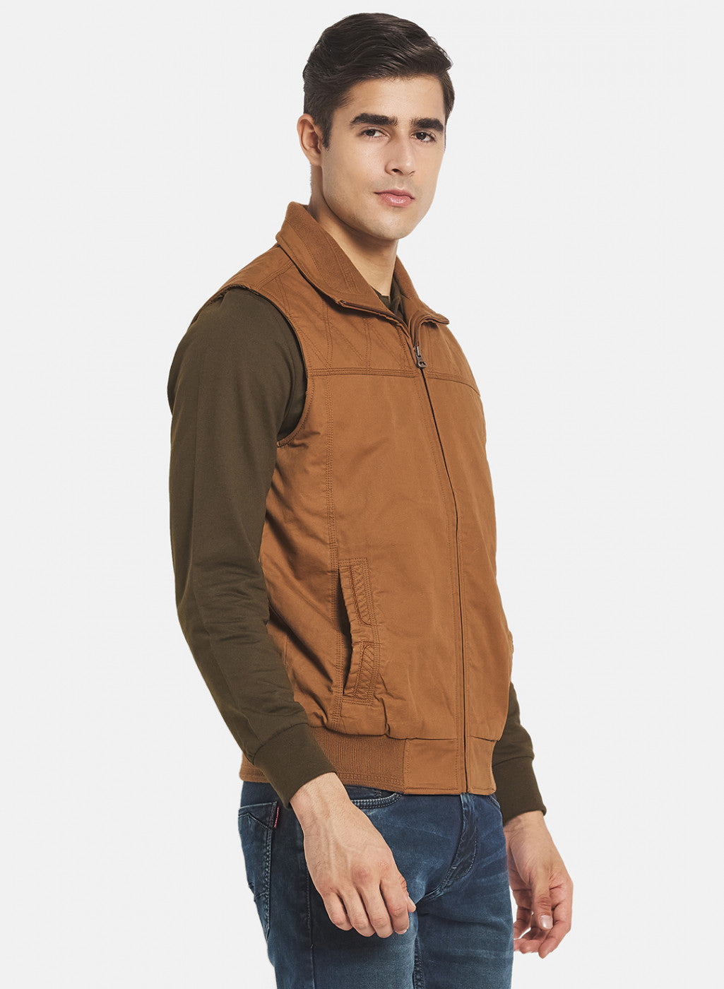 Men Brown Solid Jacket