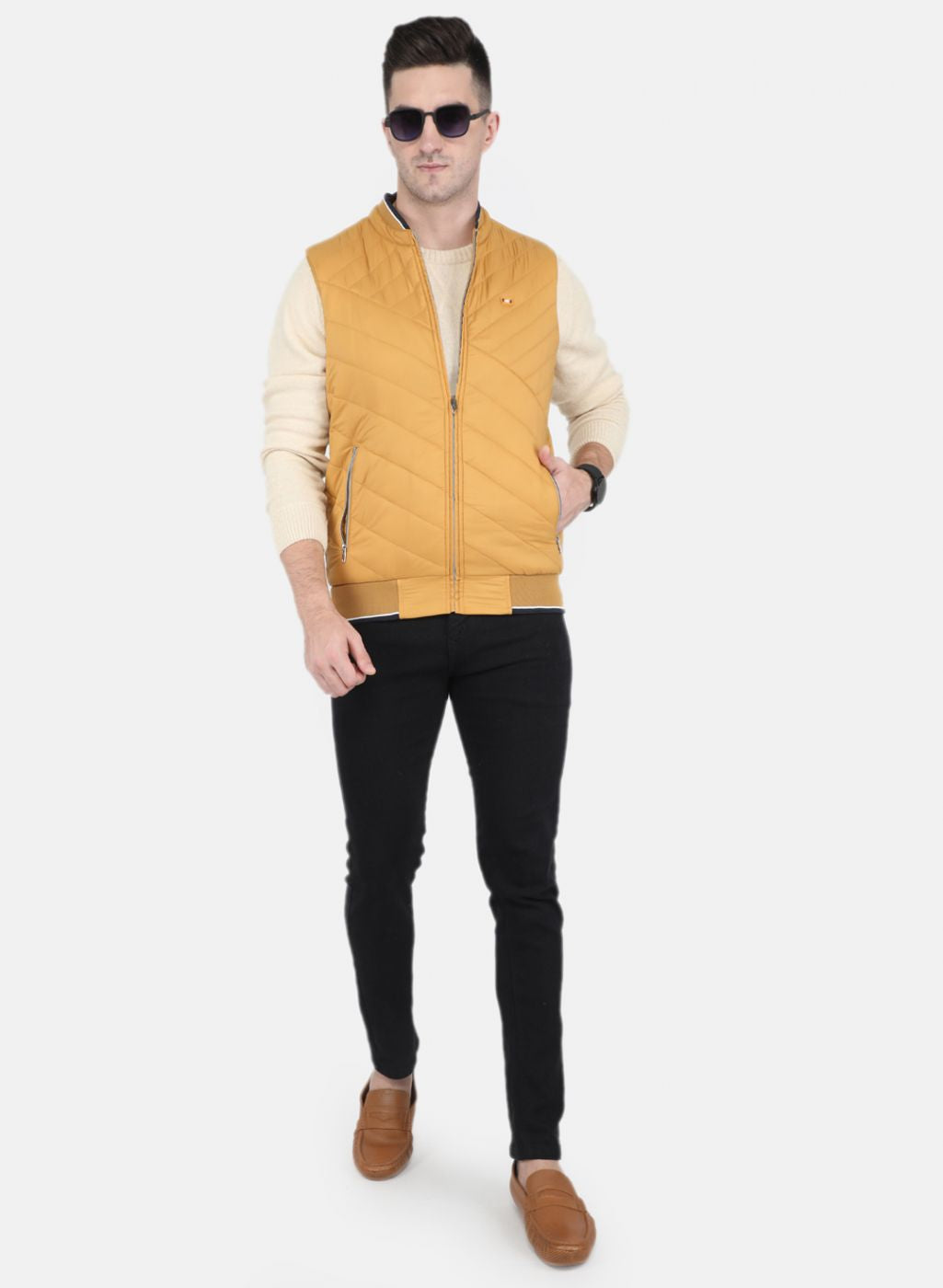 Men Yellow Solid Jacket