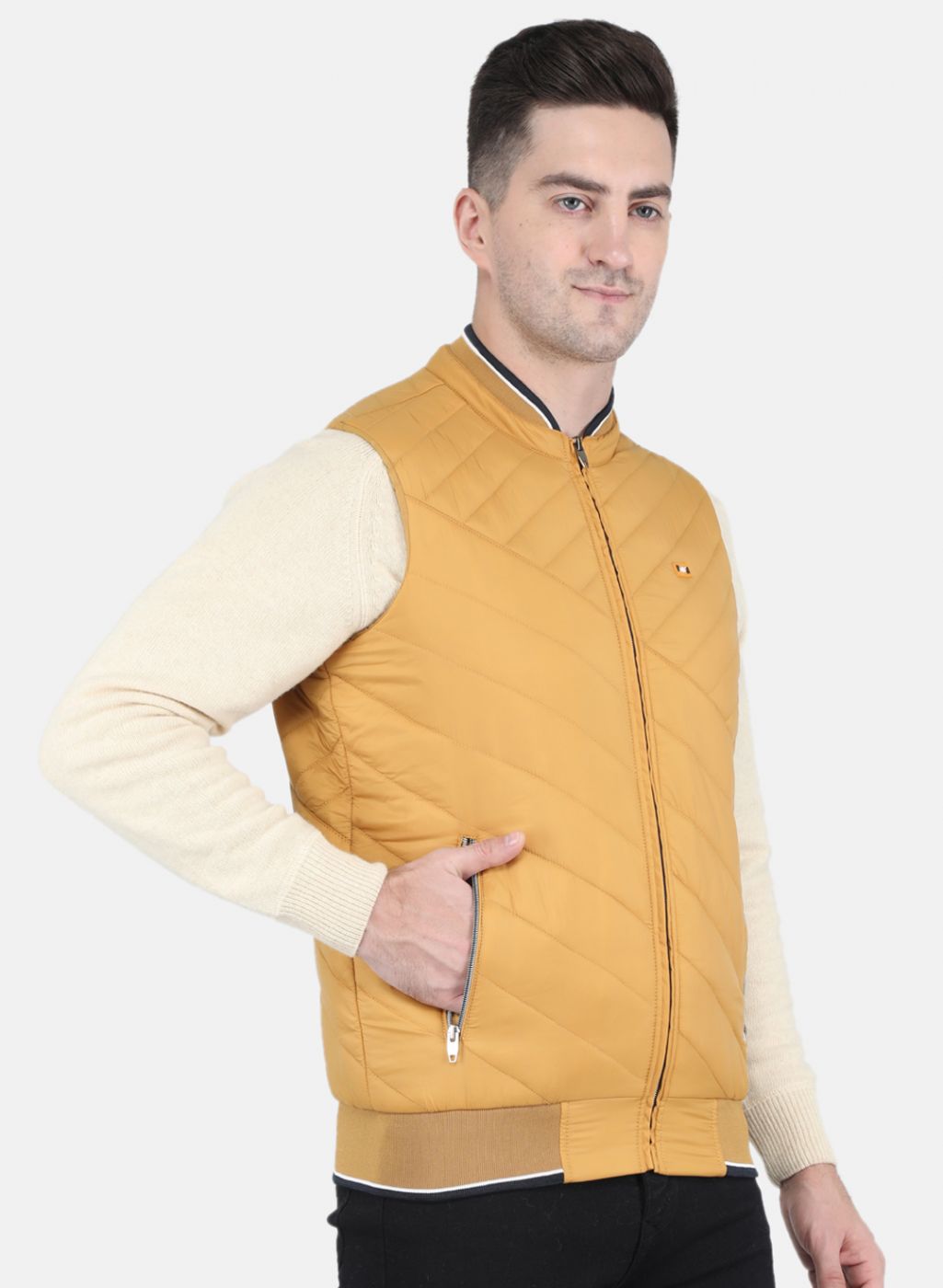 Men Yellow Solid Jacket