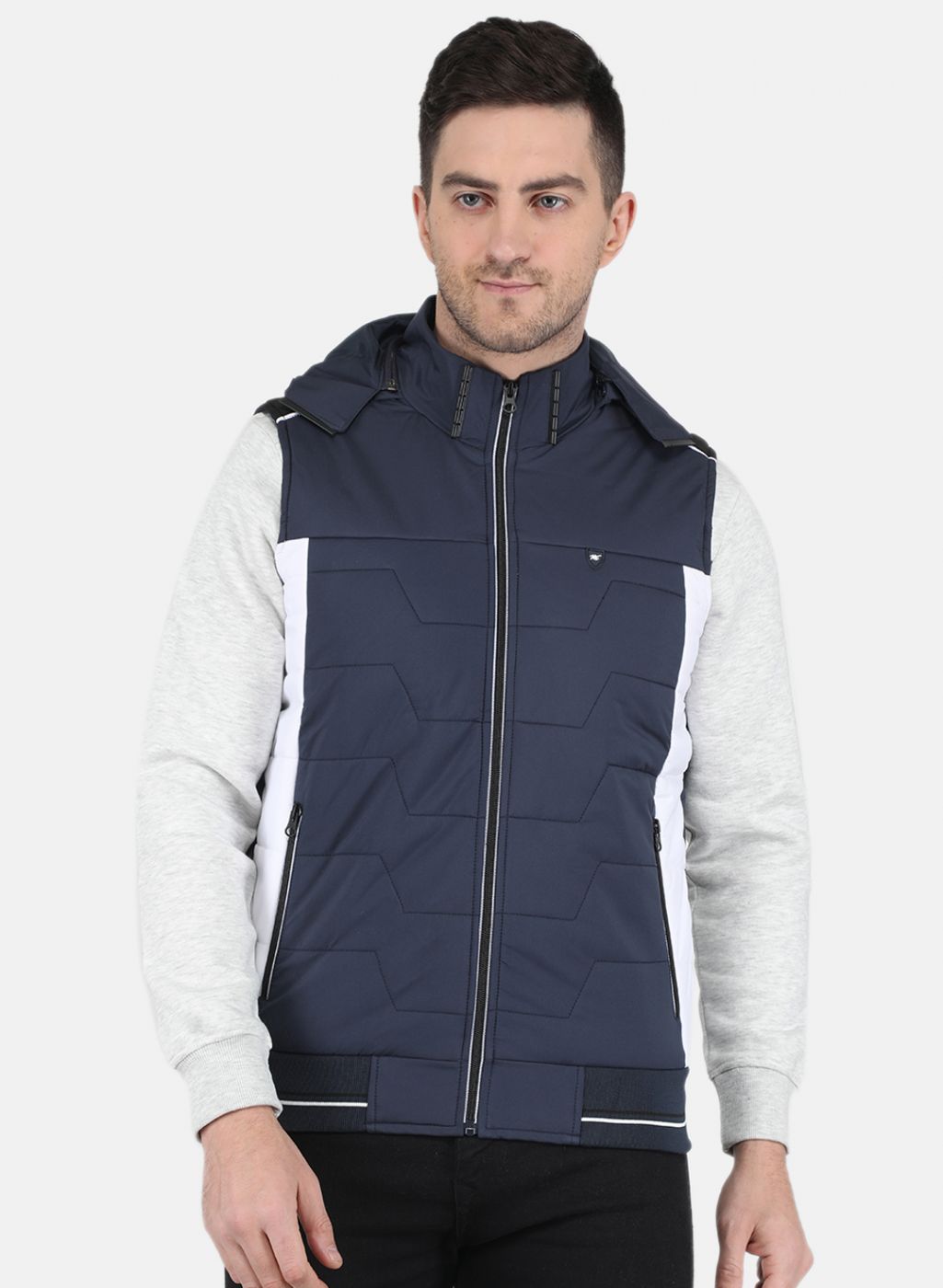 Men NAvy Blue Solid Jacket