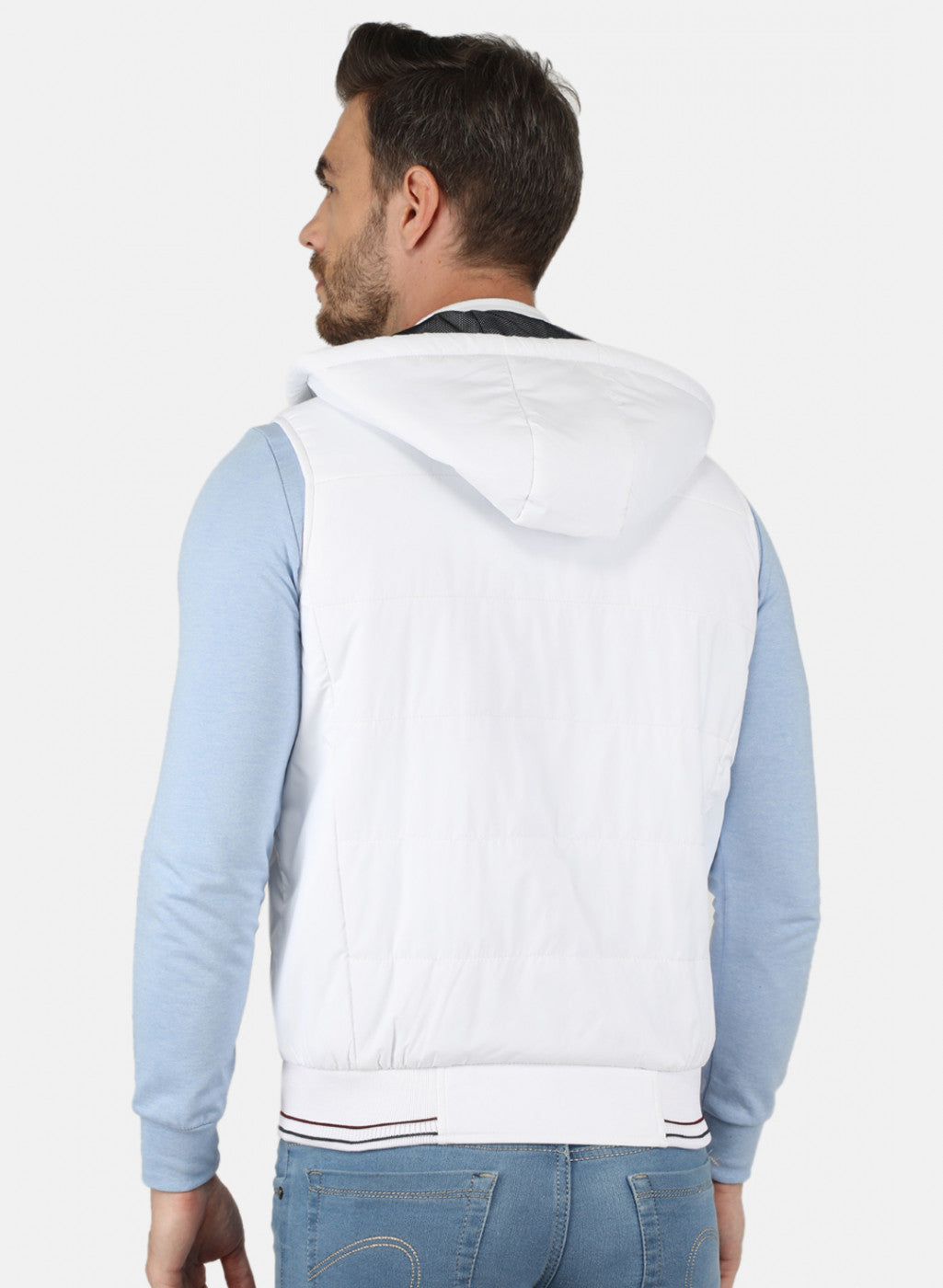 Men White Solid Jacket