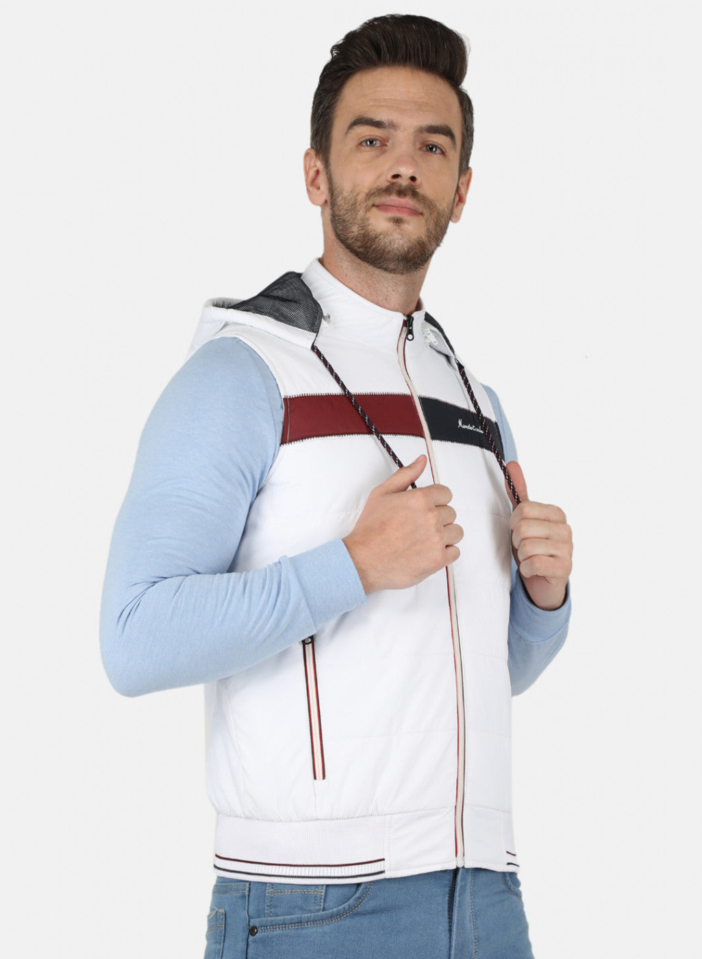 Men White Solid Jacket