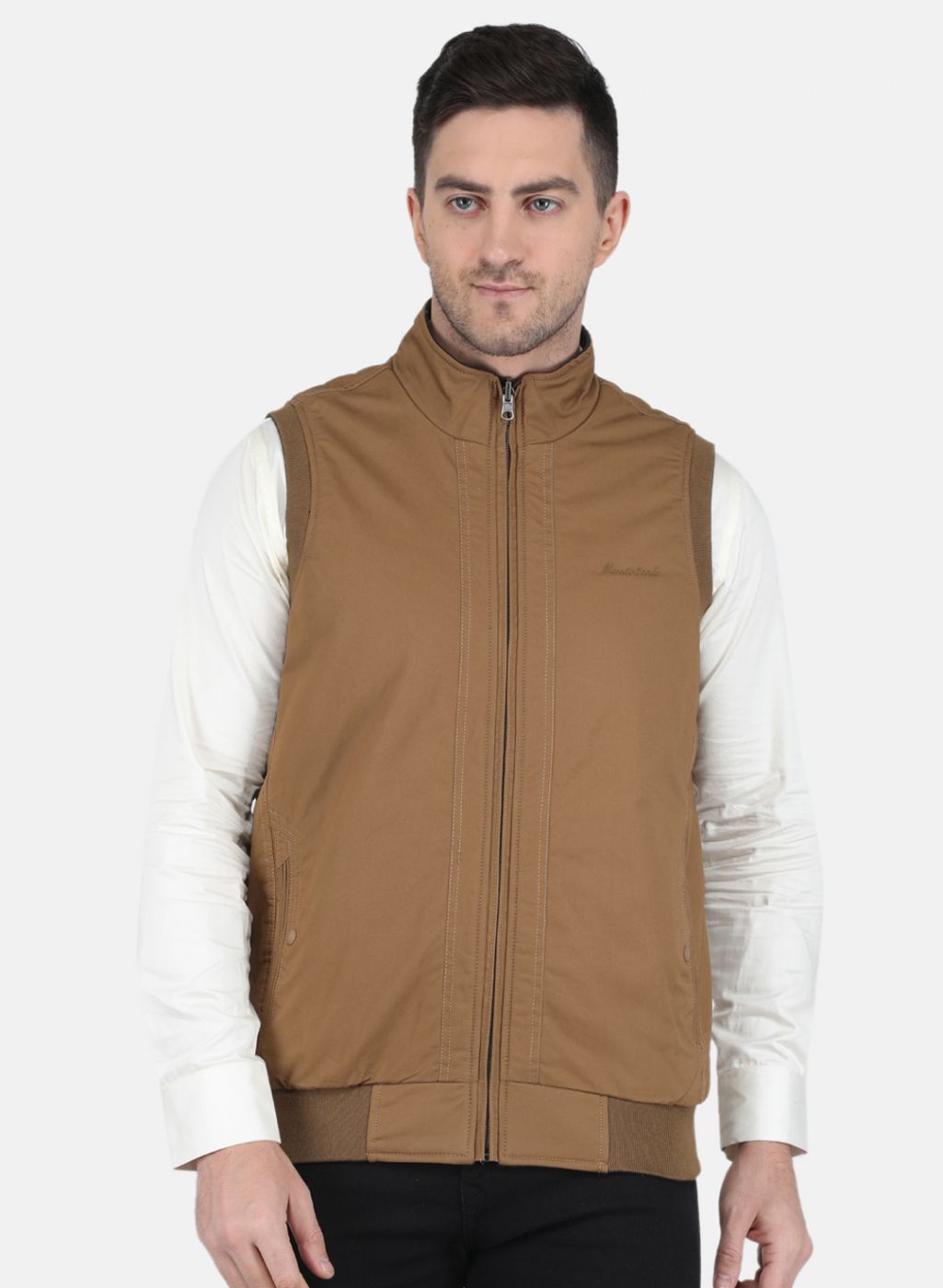 Men Brown Solid Jacket