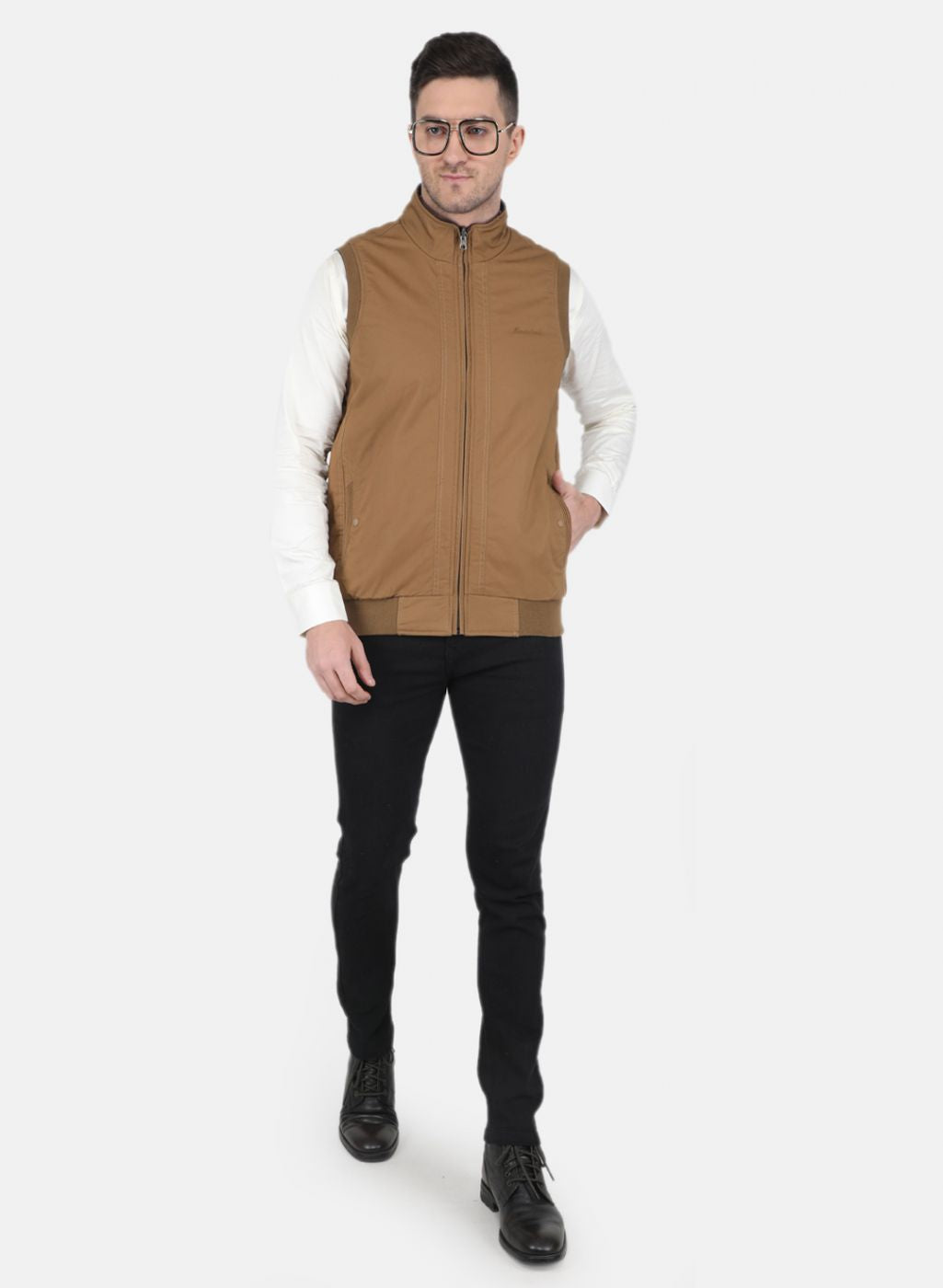 Men Brown Solid Jacket