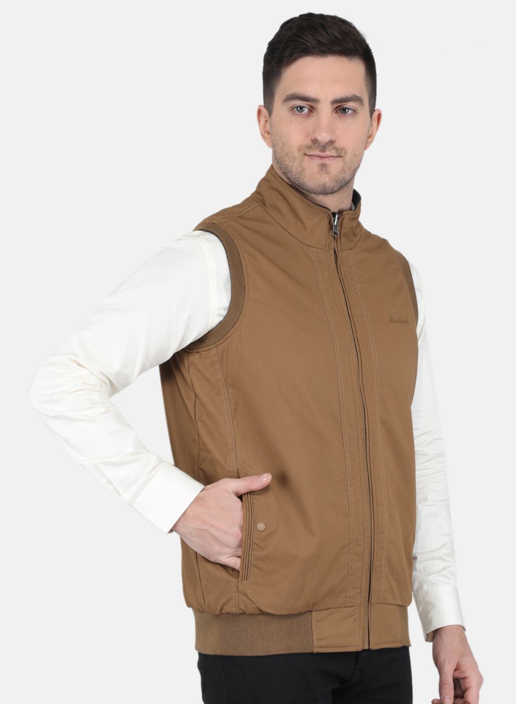 Men Brown Solid Jacket
