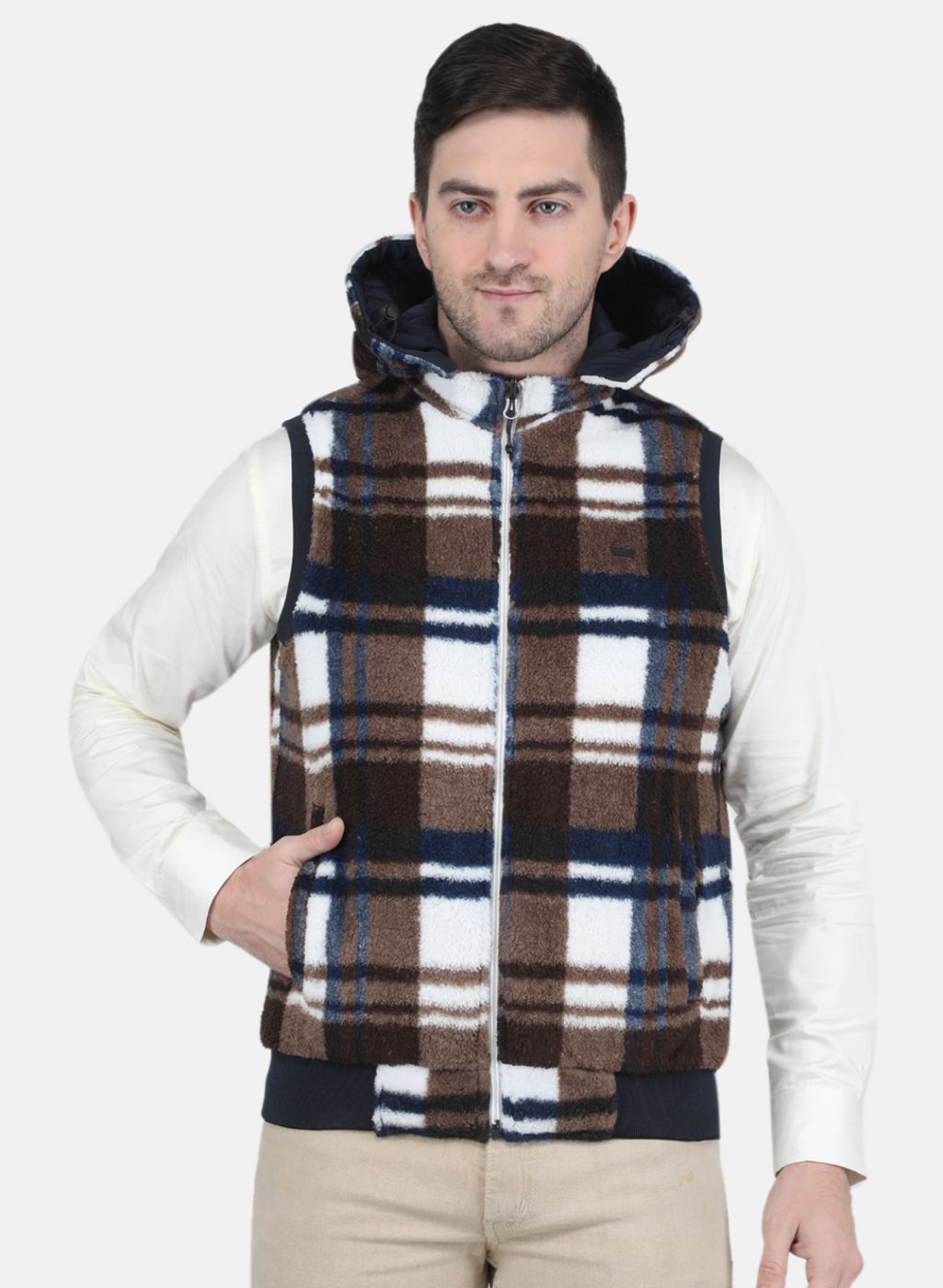 Men NAvy Blue Reversible Solid Jacket