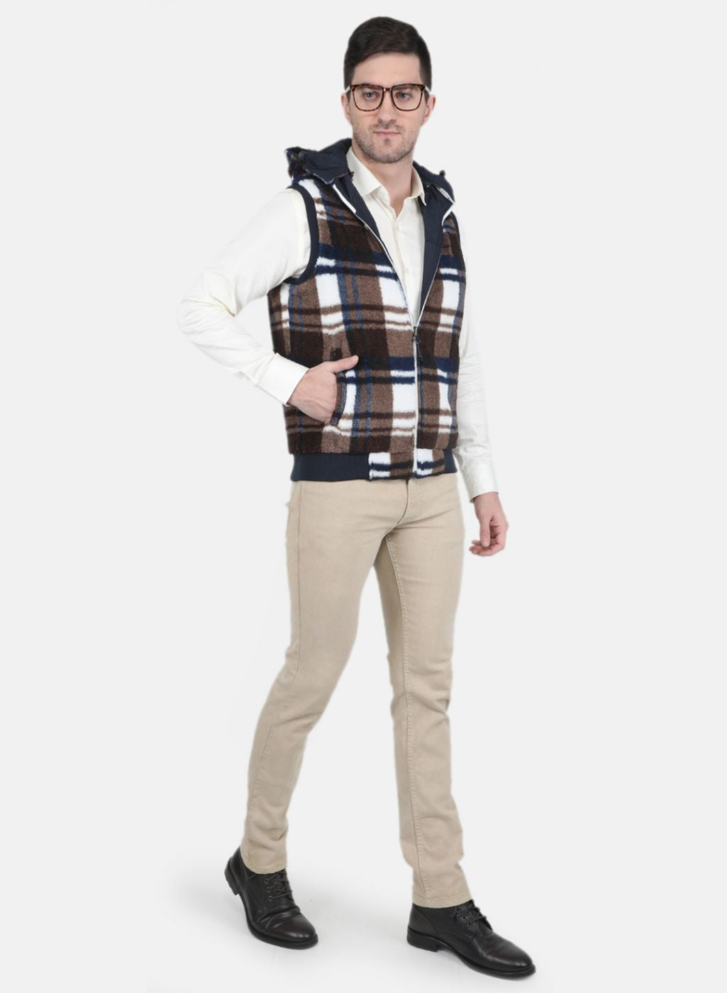 Men NAvy Blue Reversible Solid Jacket