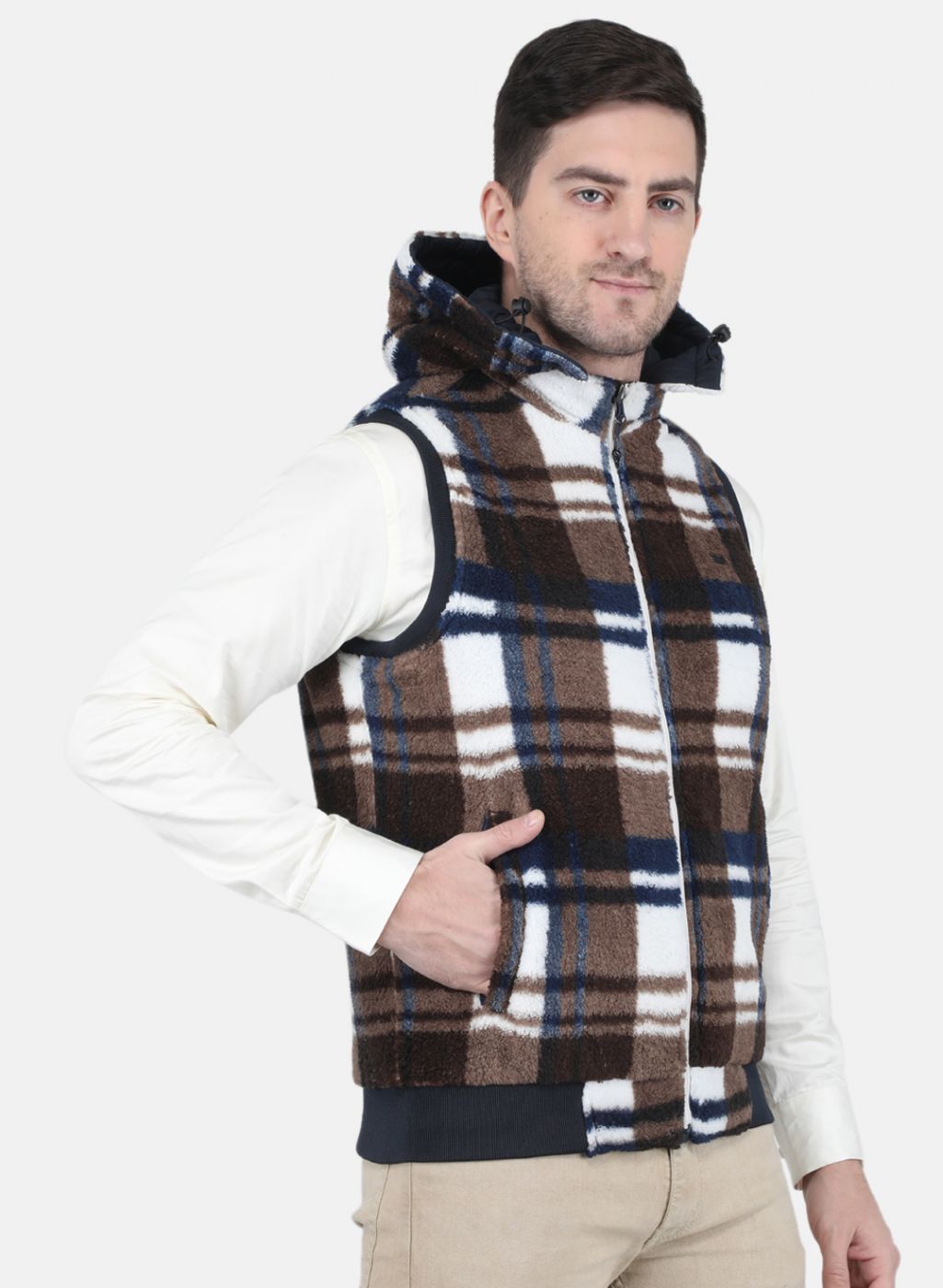 Men NAvy Blue Reversible Solid Jacket